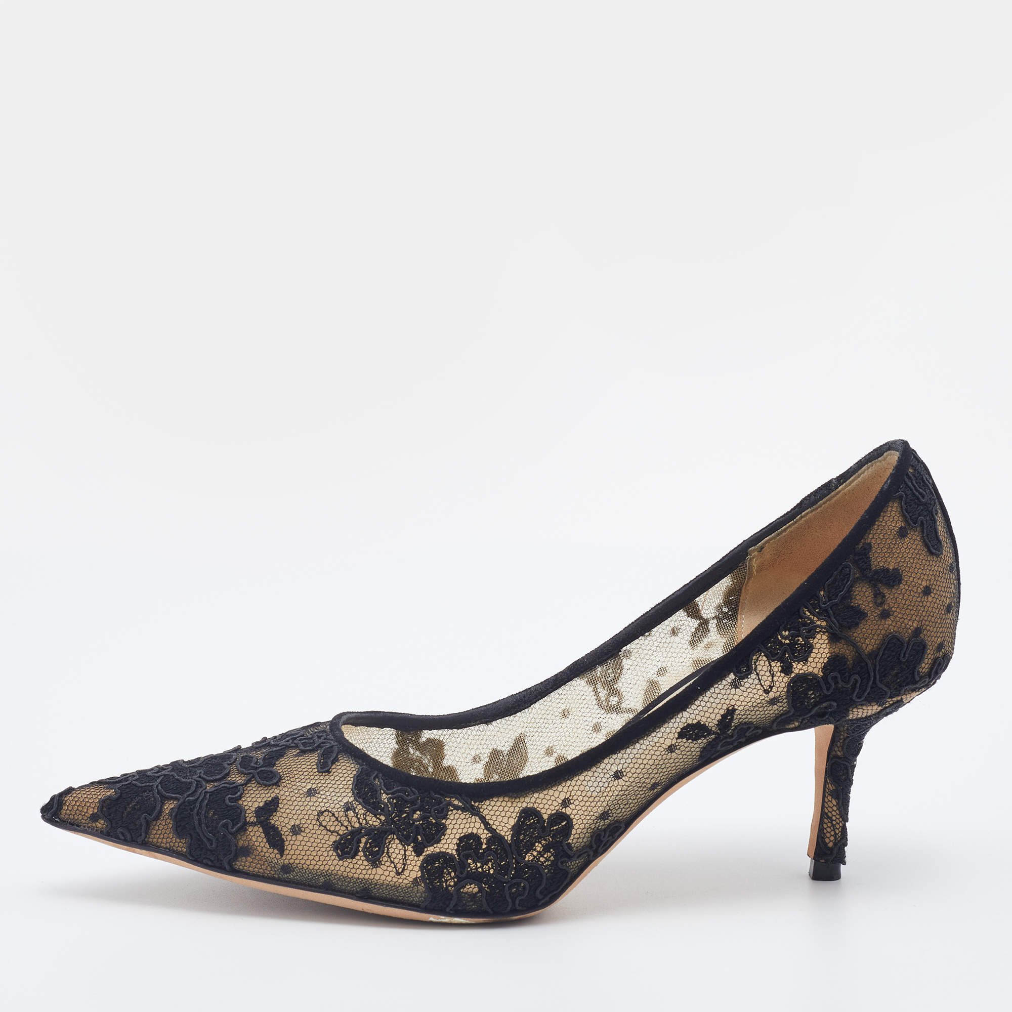 JIMMY CHOO ブラック レース ハイヒール 36ハーフ ジミーチュウ