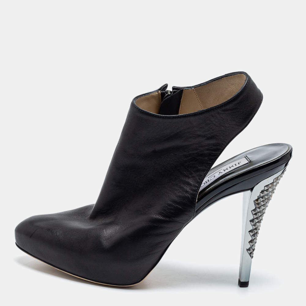 Pre Owned Jimmy Choo Black Leather Ankle Strap  Sandals Size 38