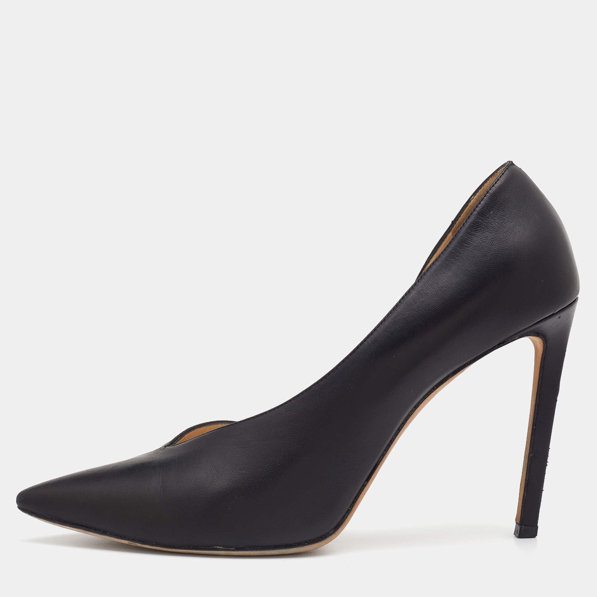 Jimmy Choo Black Leather Pointed Toe D'orsay Pumps Size 39.5