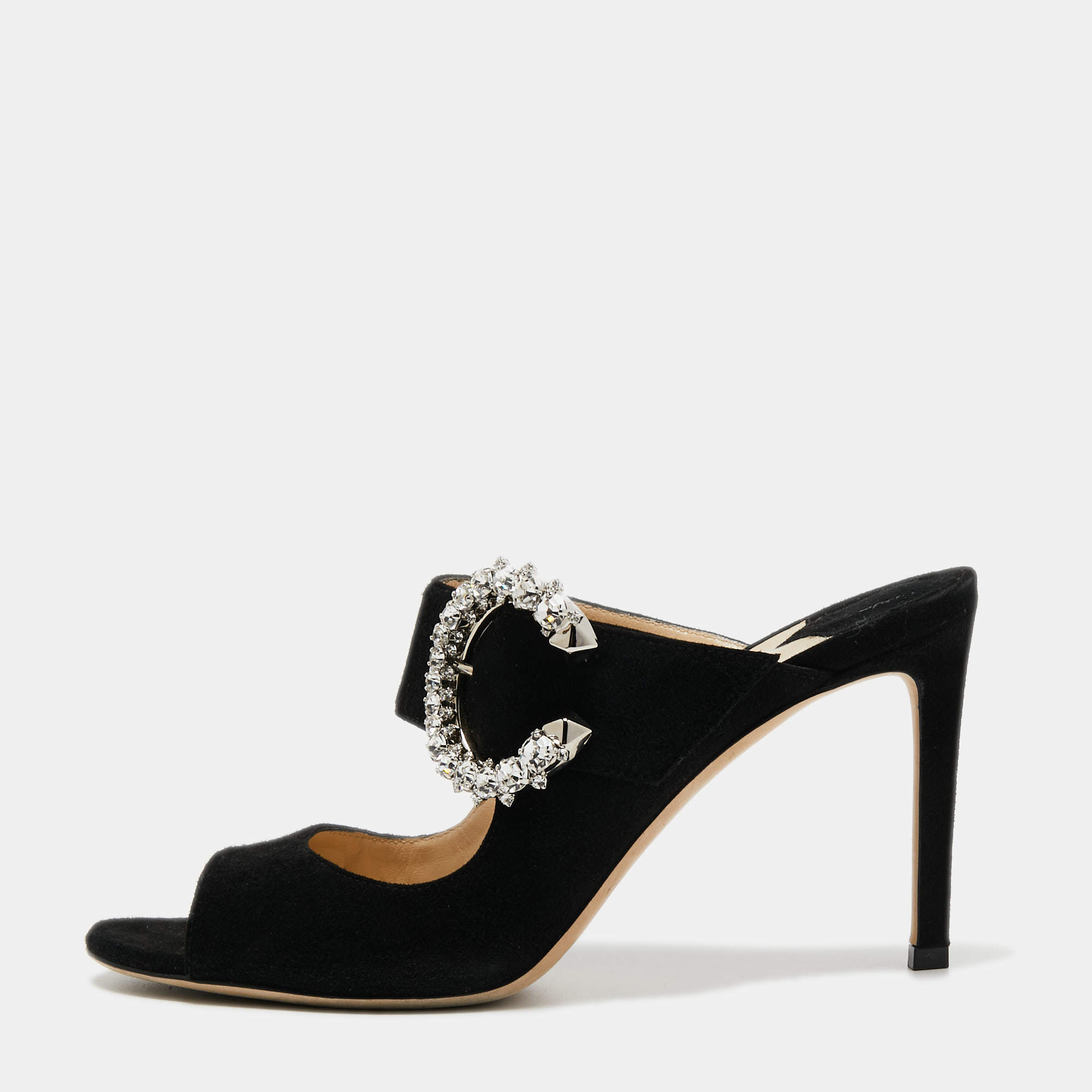 Jimmy Choo Black Suede Saf Slide Sandals Size 38