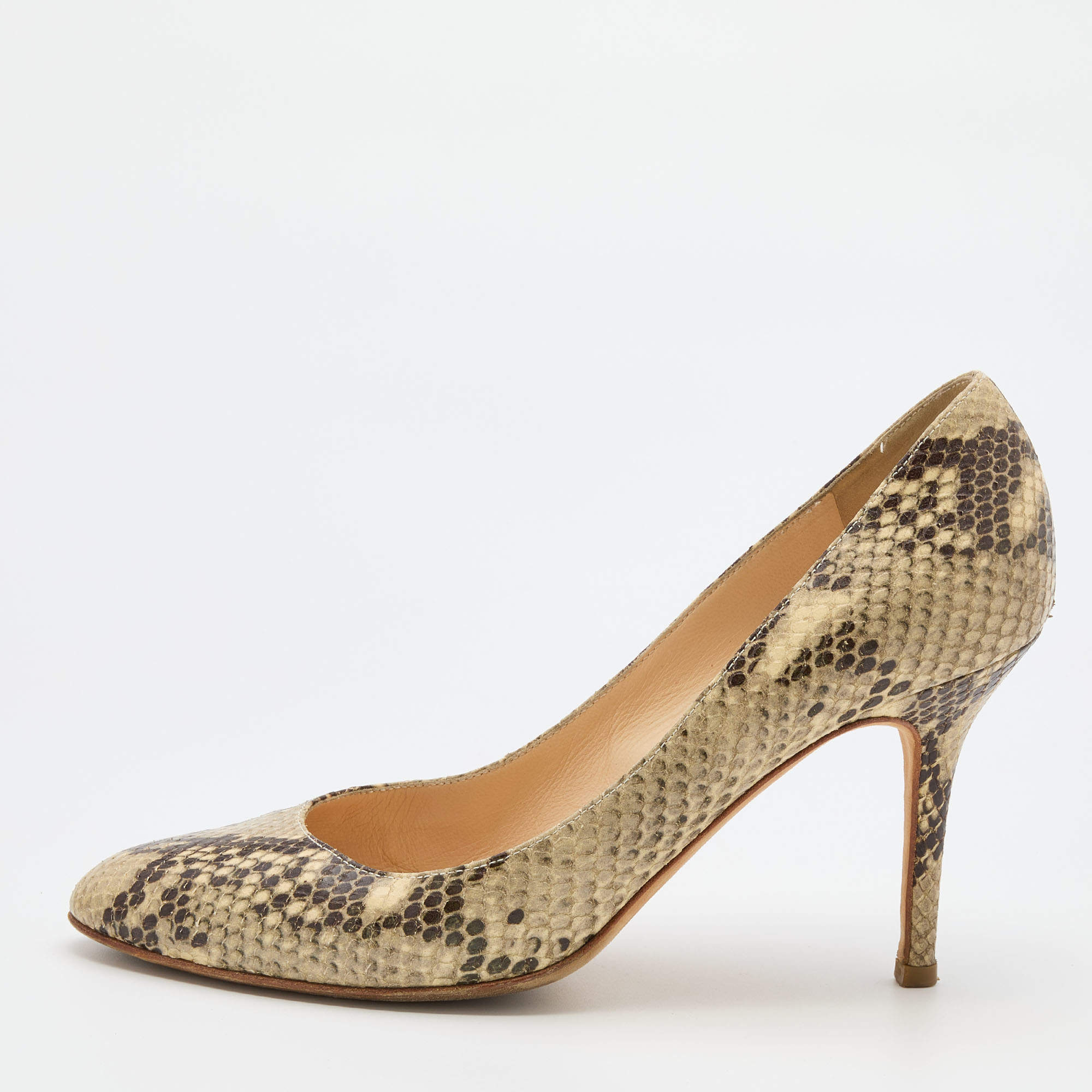 مملوكة مسبقًا Jimmy Choo Multicolor Snakeskin Embossed Leather Pumps Size 39