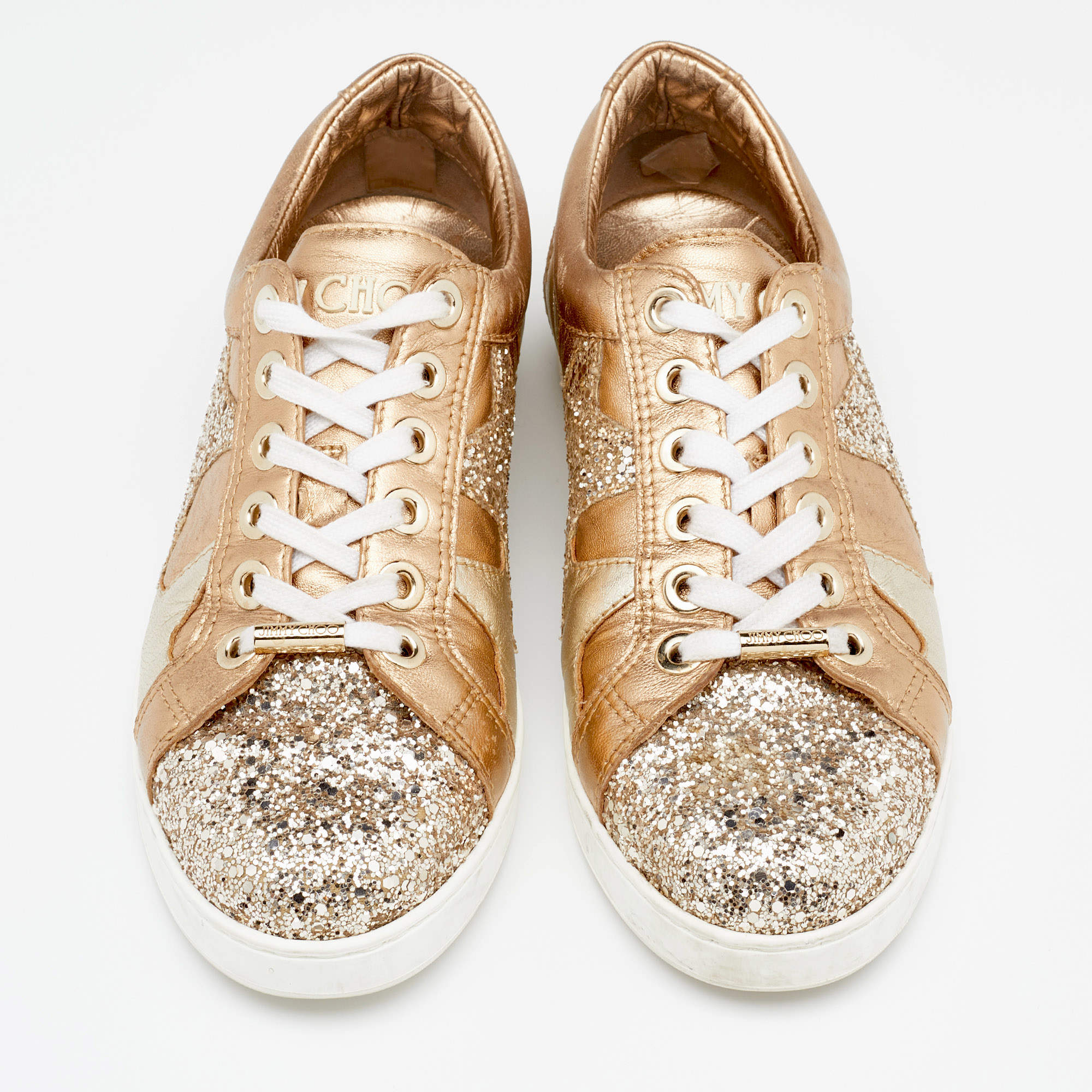 Gold jimmy choo trainers online