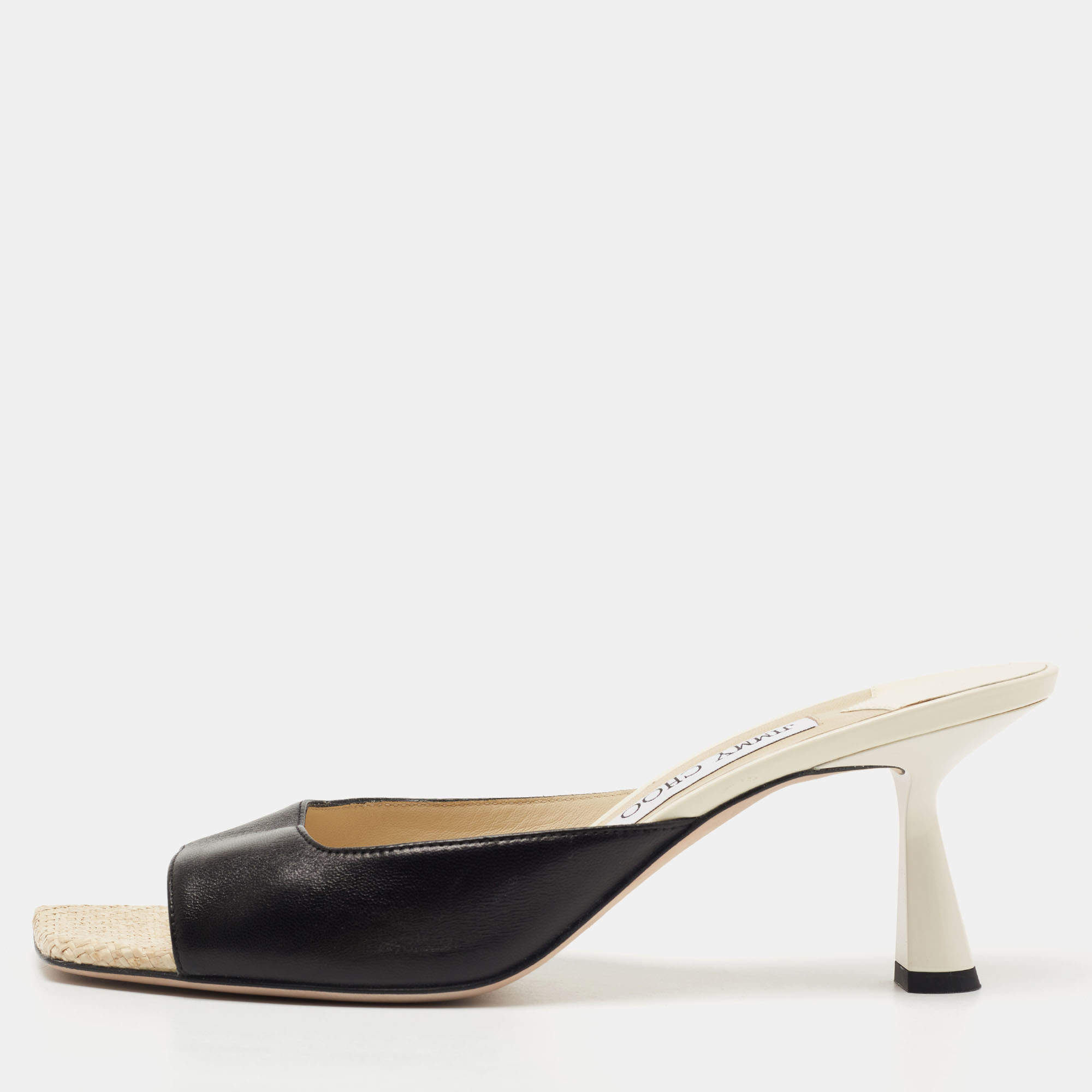 مملوكة مسبقًا Jimmy Choo Black Leather Zania Slide Sandals Size 40