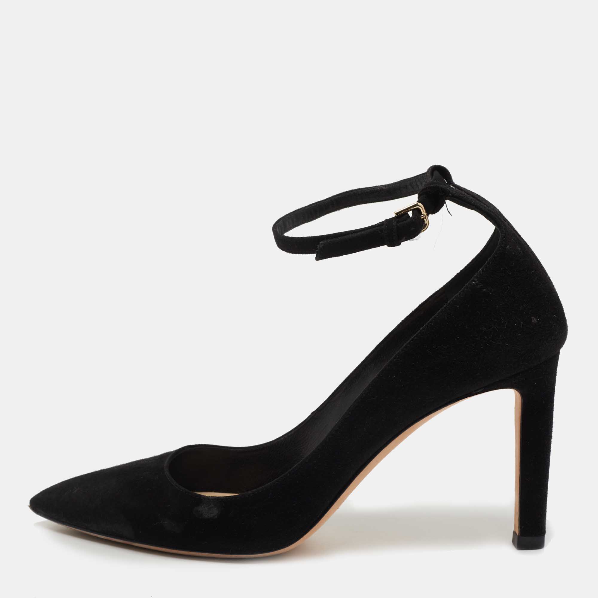 Jimmy Choo Black Suede and PVC Ankle Strap Pumps Size 39 Jimmy Choo ...