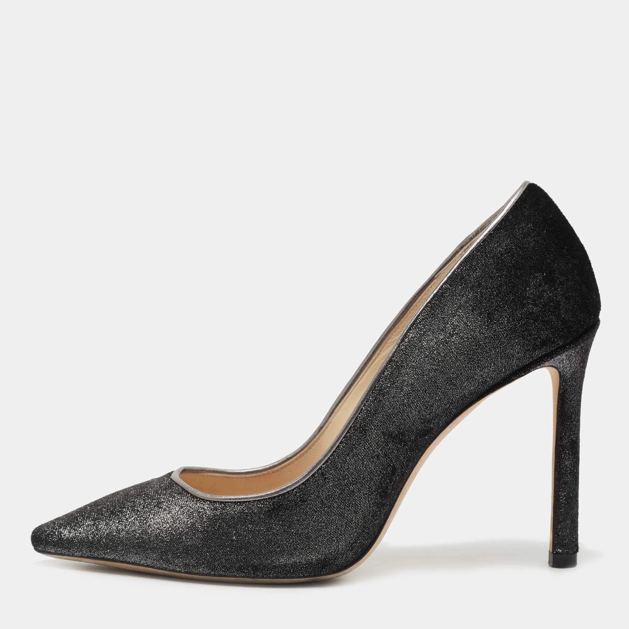 Jimmy Choo Dark Grey Metallic Velvet Romy Pumps Size 36 Jimmy Choo ...