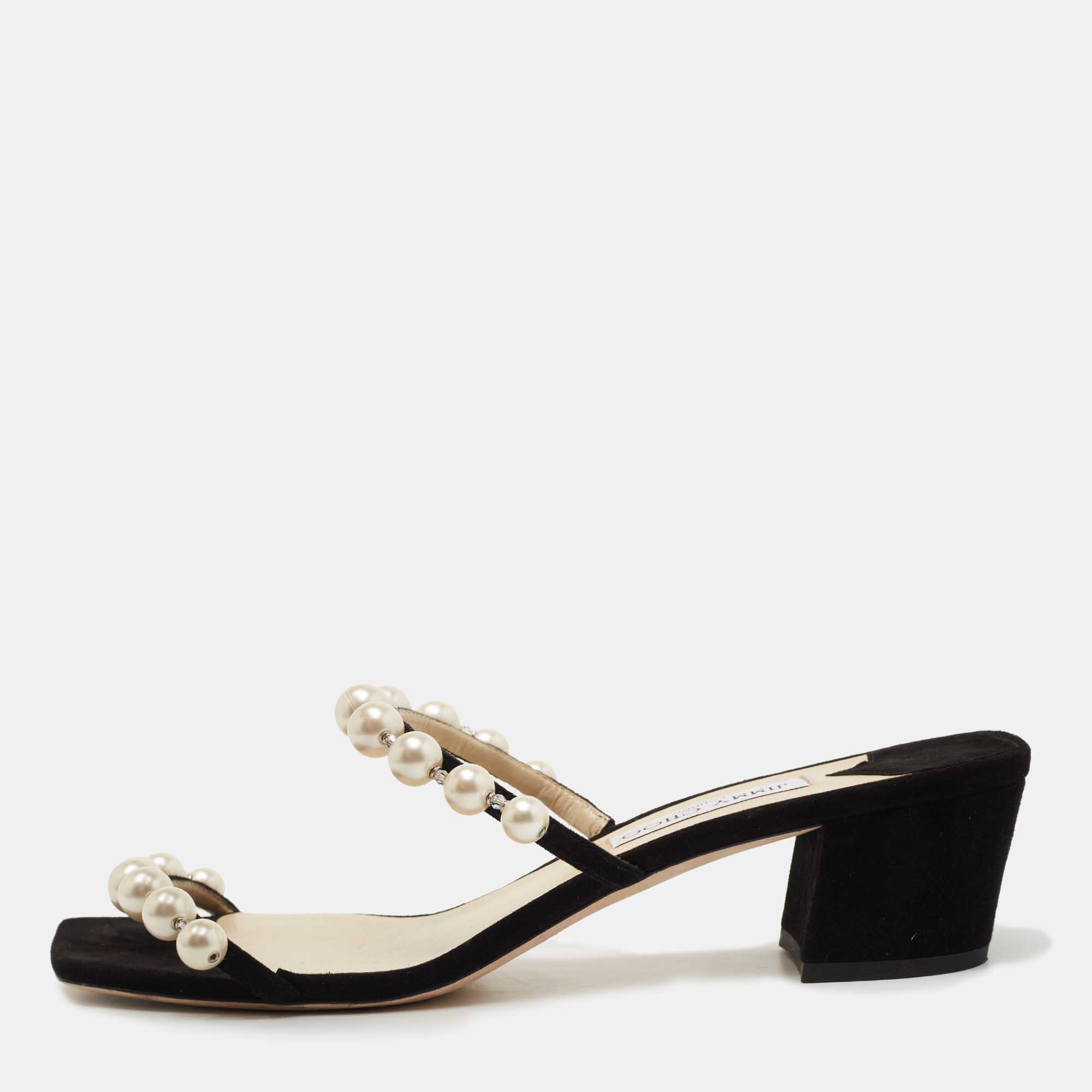 Pre Owned Jimmy Choo Black Suede Amara Slide Sandals Size 43