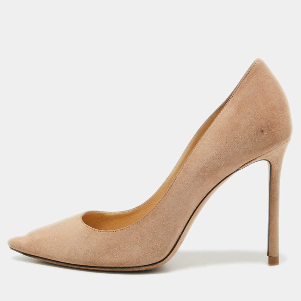 Pre Owned Jimmy Choo Beige Suede Romy Pumps Size 36.5