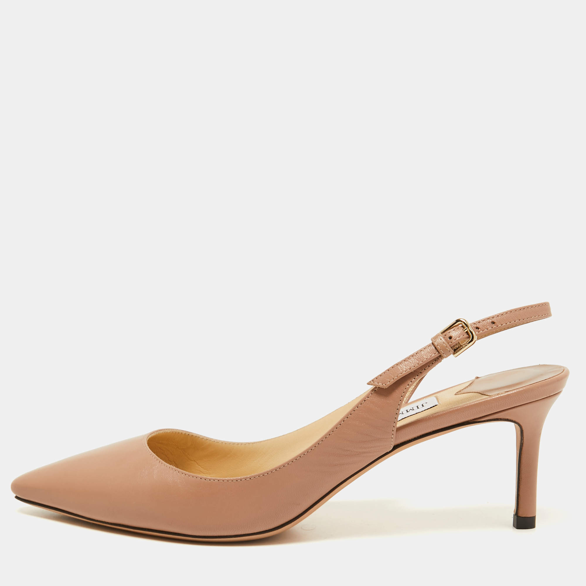 Pre Owned Jimmy Choo Beige Leather Erin Slingback Pumps Size 39.5