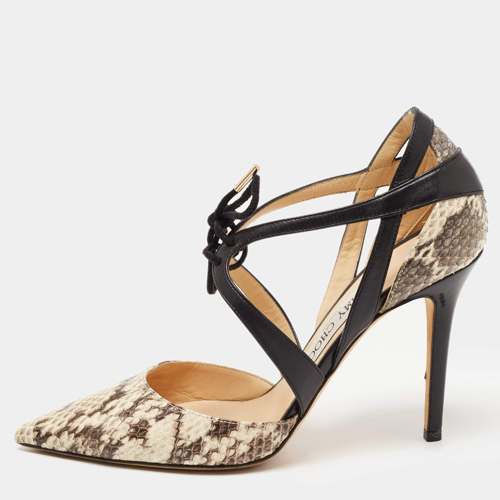 Pre Owned  Jimmy Choo Tricolor Python and Leather Lapris Pumps Size 37