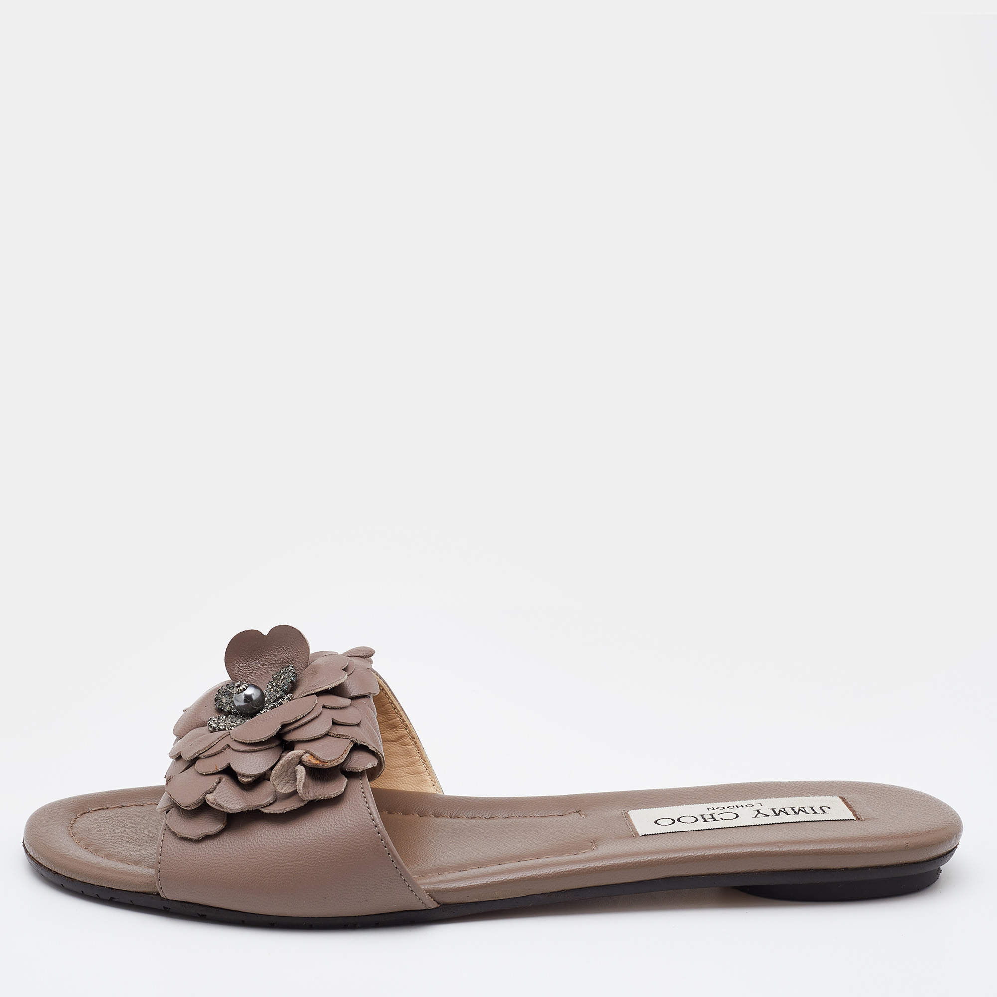 Pre Owned حذاء سلايدز جيمي تشو فلات ليزا PVC متعدد الألوان وجلد برونزي ميتالك مقاس 41