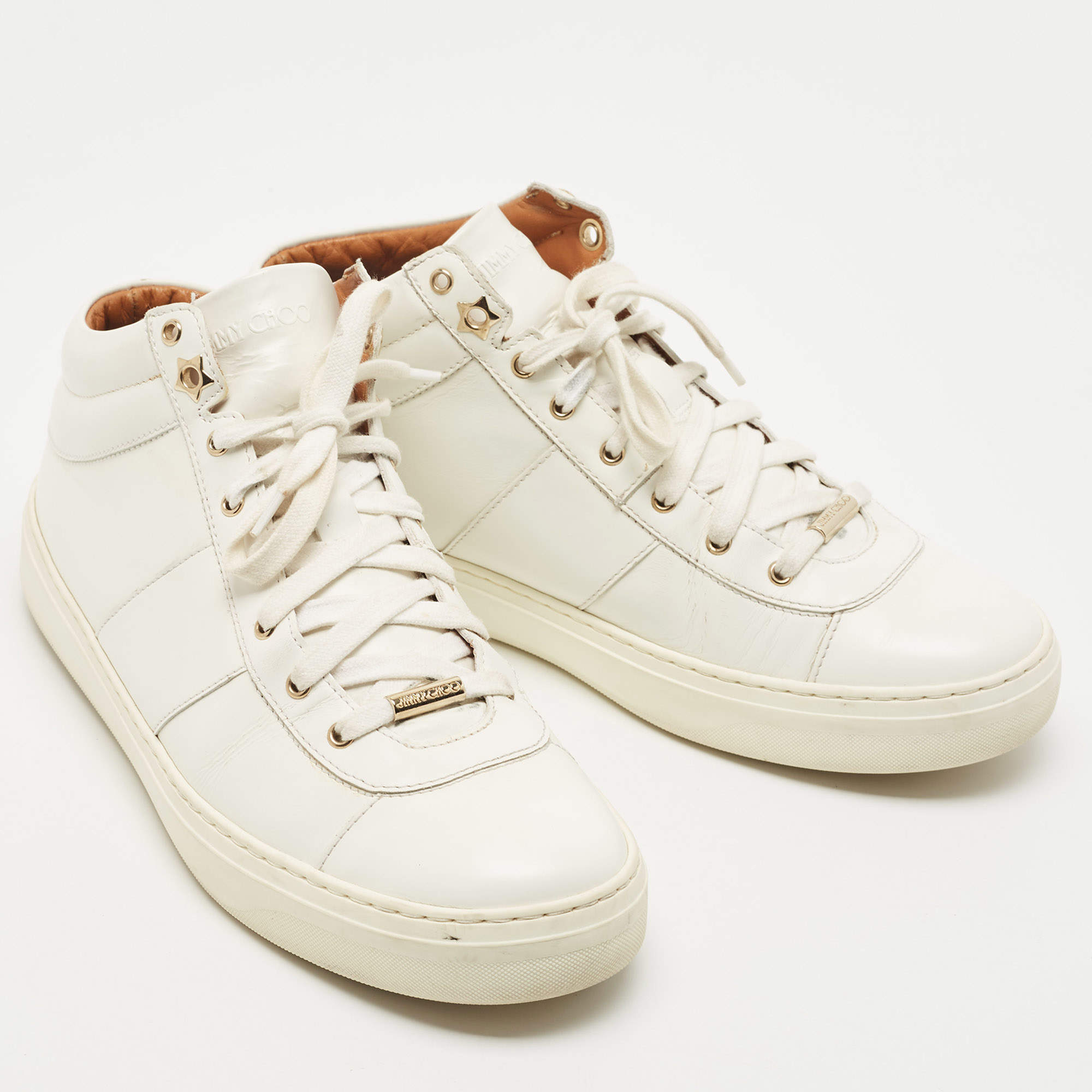 forælder Hold sammen med Umeki Jimmy Choo White Leather High Top Sneakers Size 40 Jimmy Choo | TLC