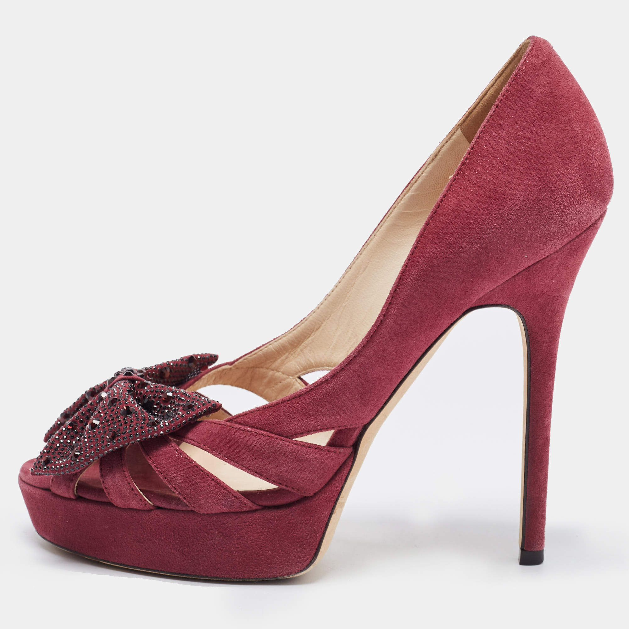 Jimmy Choo Plum Suede Taja Platform Pumps Size 36