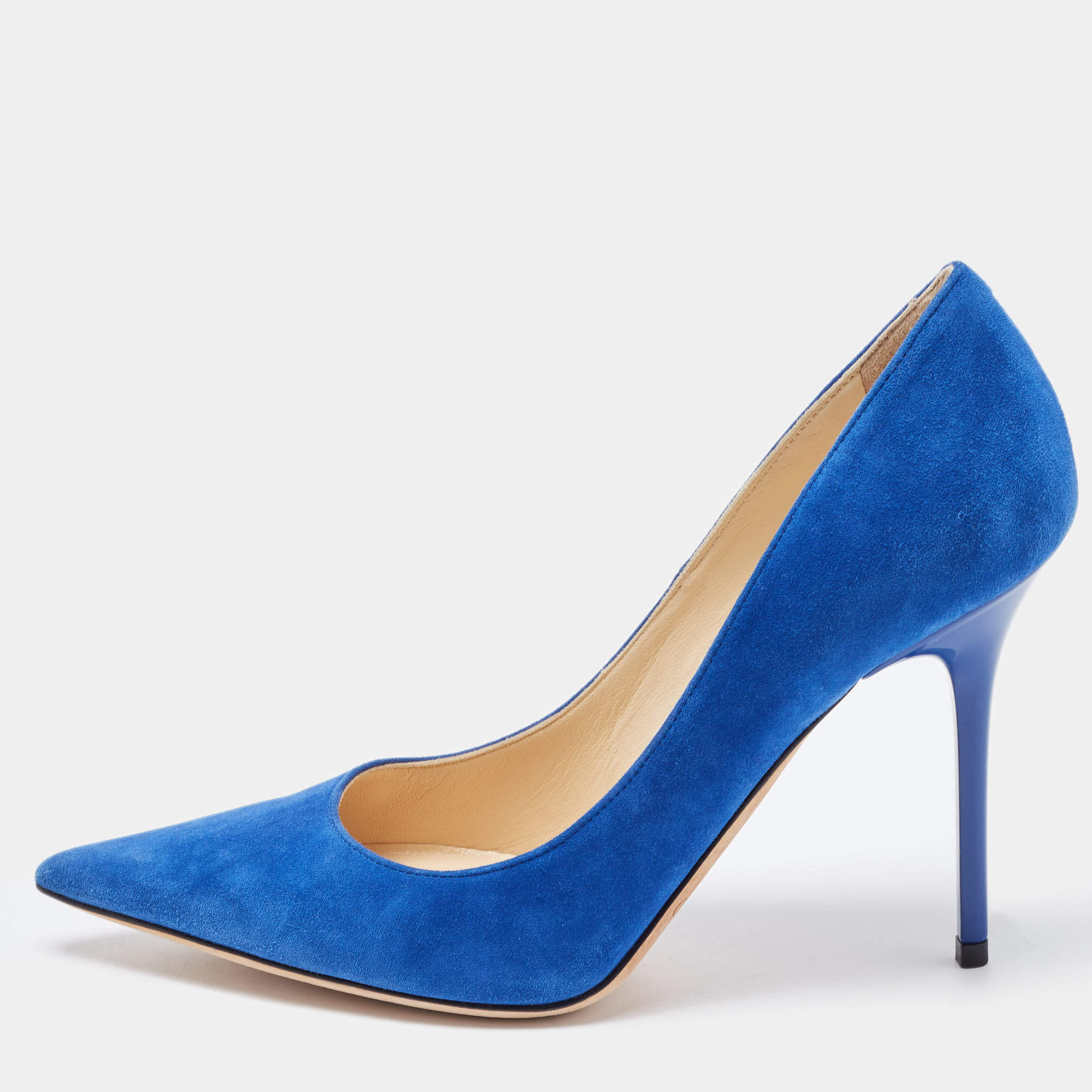 Pre Owned Jimmy Choo Blue Suede Romy Pumps Size 36