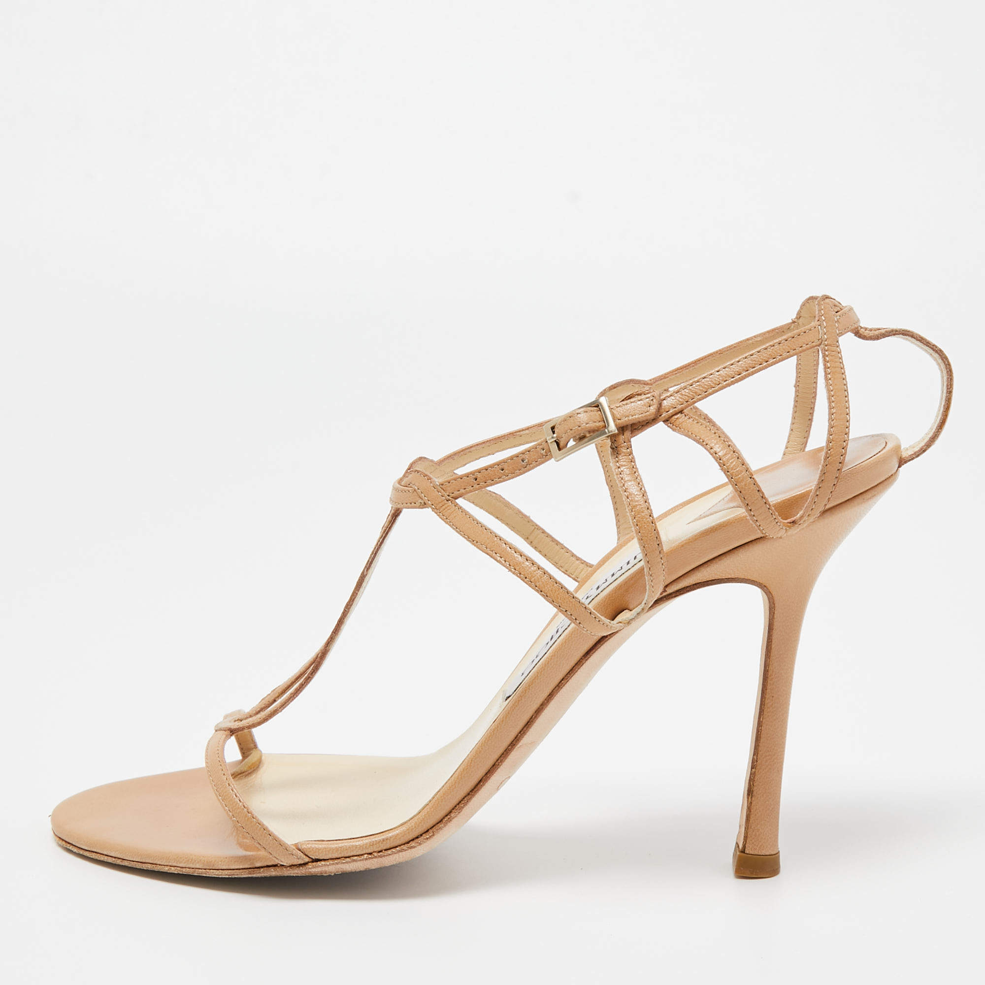 Pre Owned Jimmy Choo Brown Leather Strappy Sandals Size 39