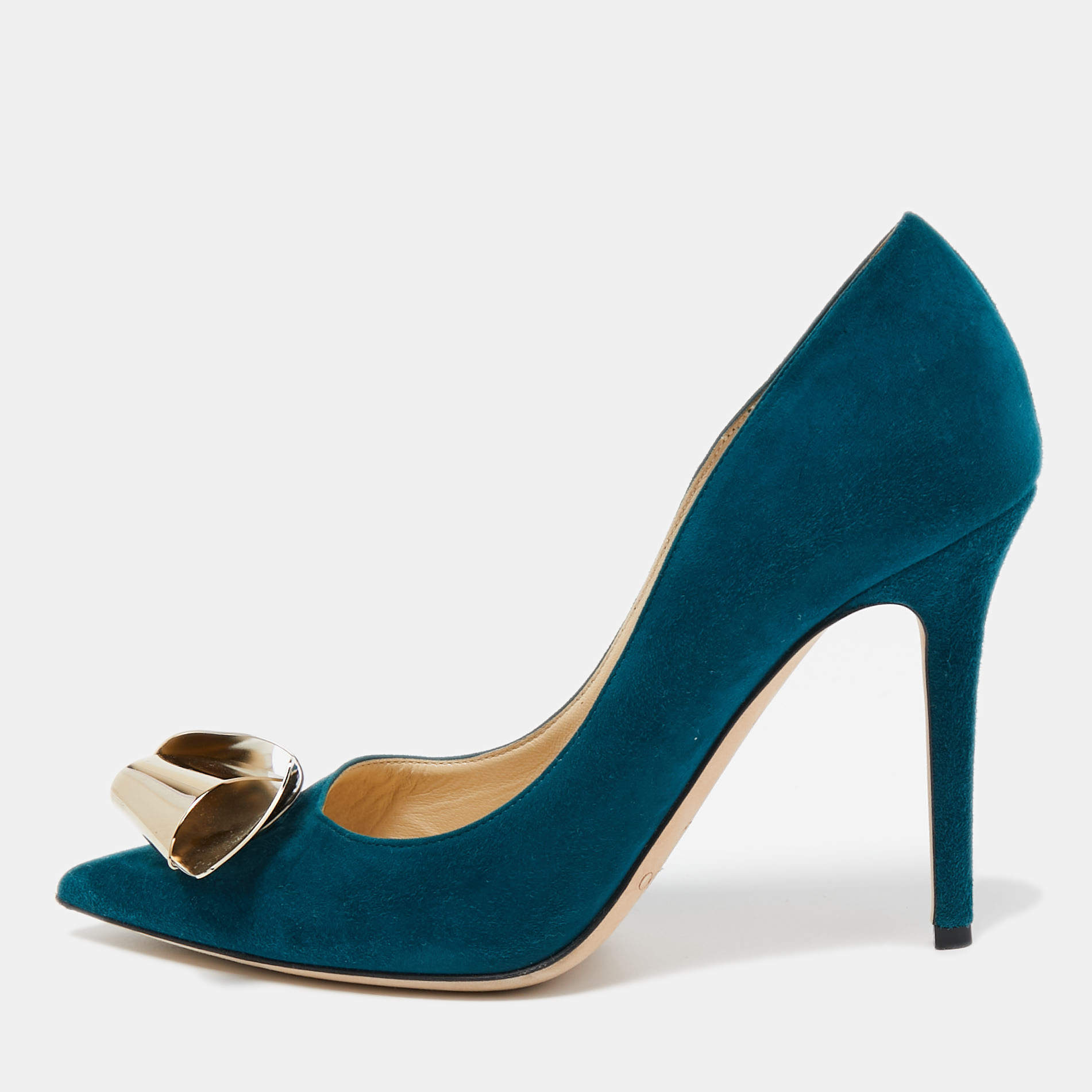 Pre Owned Jimmy Choo Teal Suede Vesna Pumps Size 37