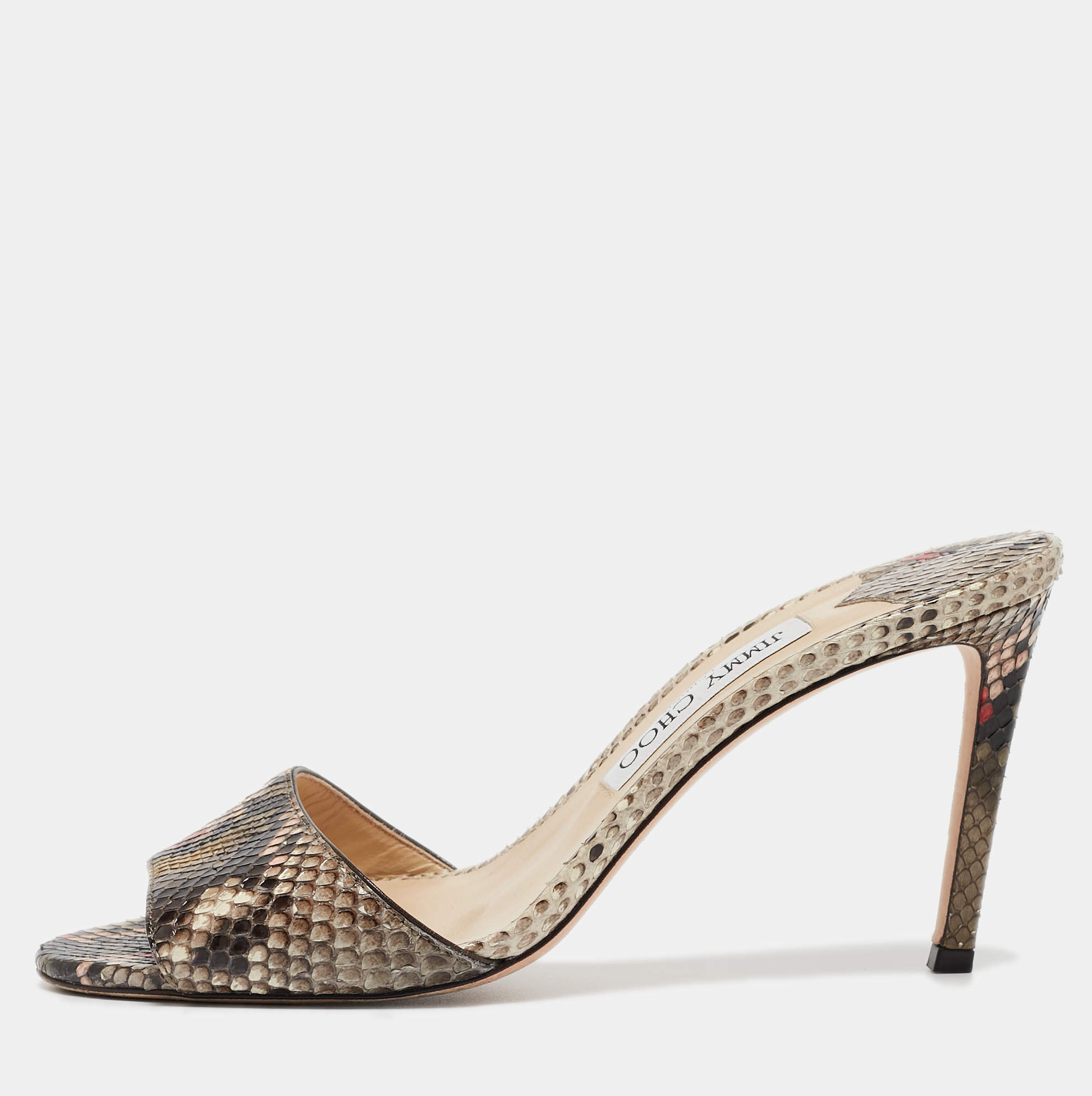 Pre Owned Jimmy Choo Multicolor Python Stacey Slide Sandals Size 39