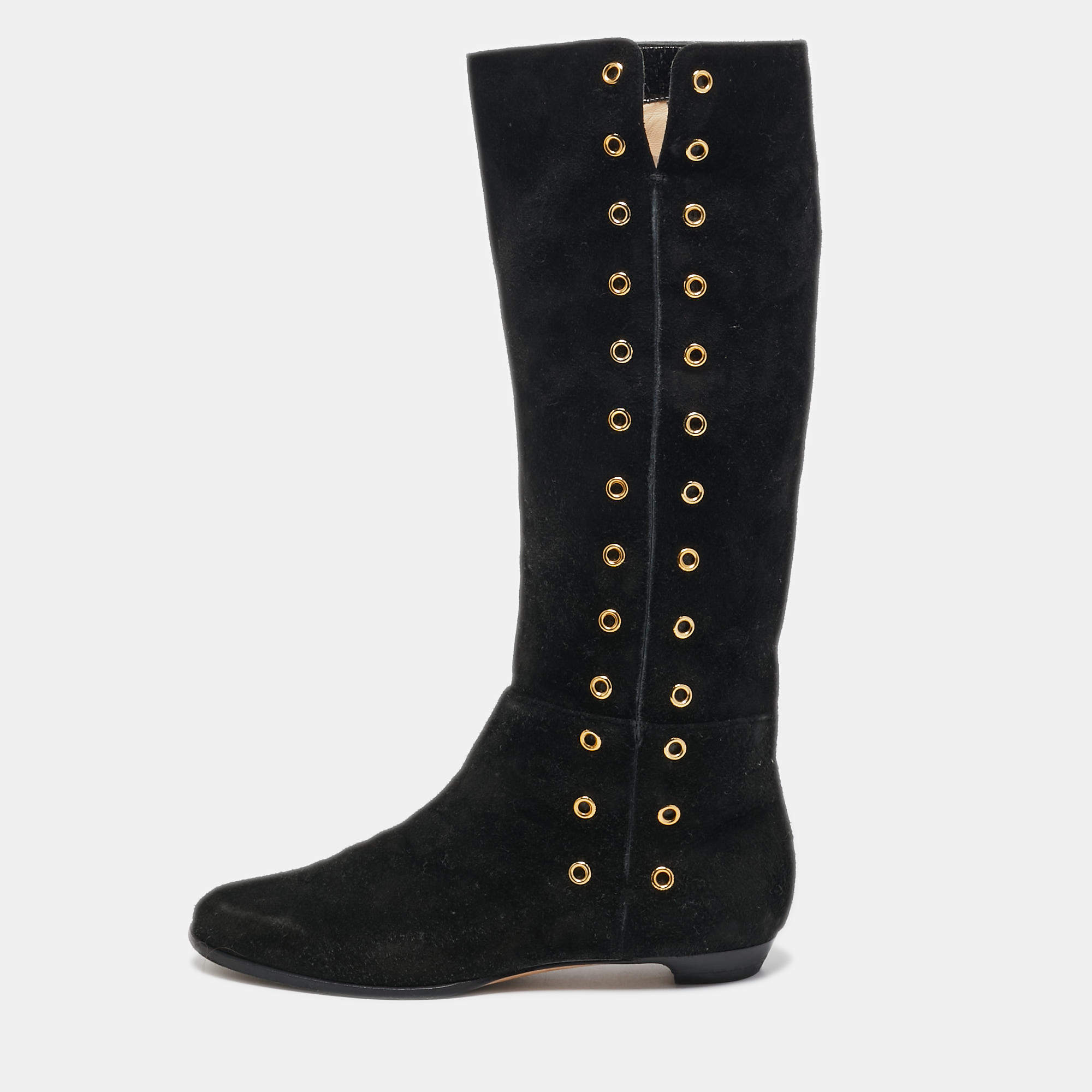 Pre Owned Jimmy Choo Black Suede Knee Length Boots Size 36