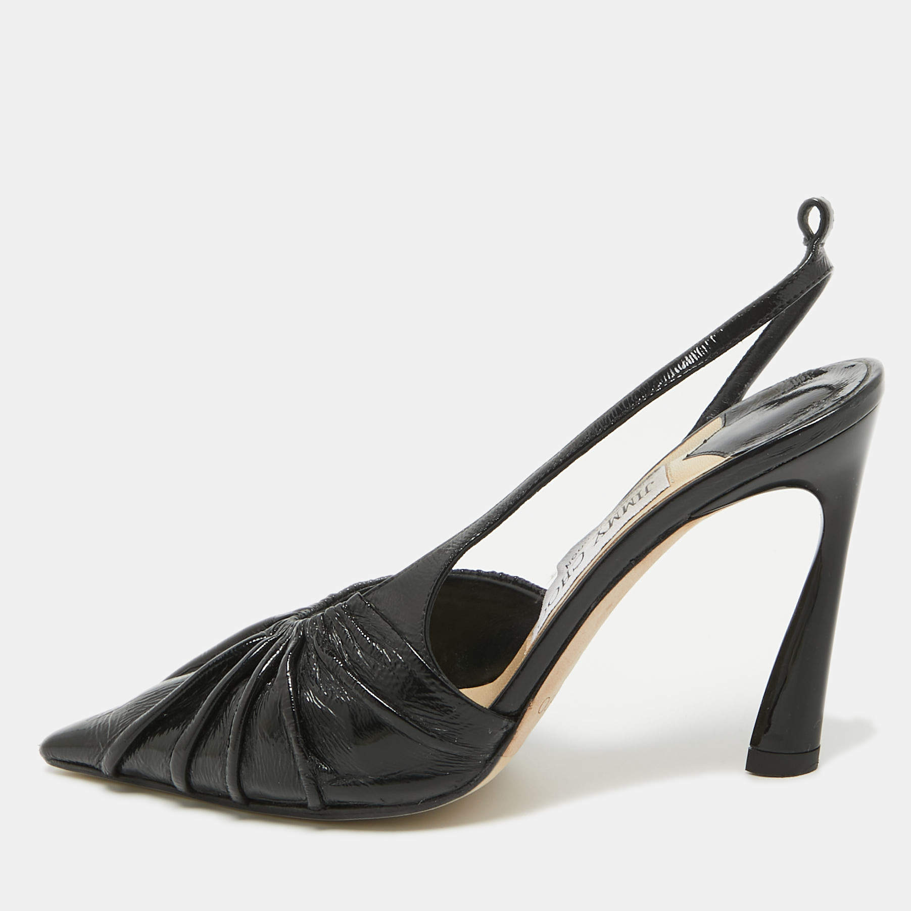 Pre Owned Jimmy Choo Black Leather Slingback Pumps Size 35
