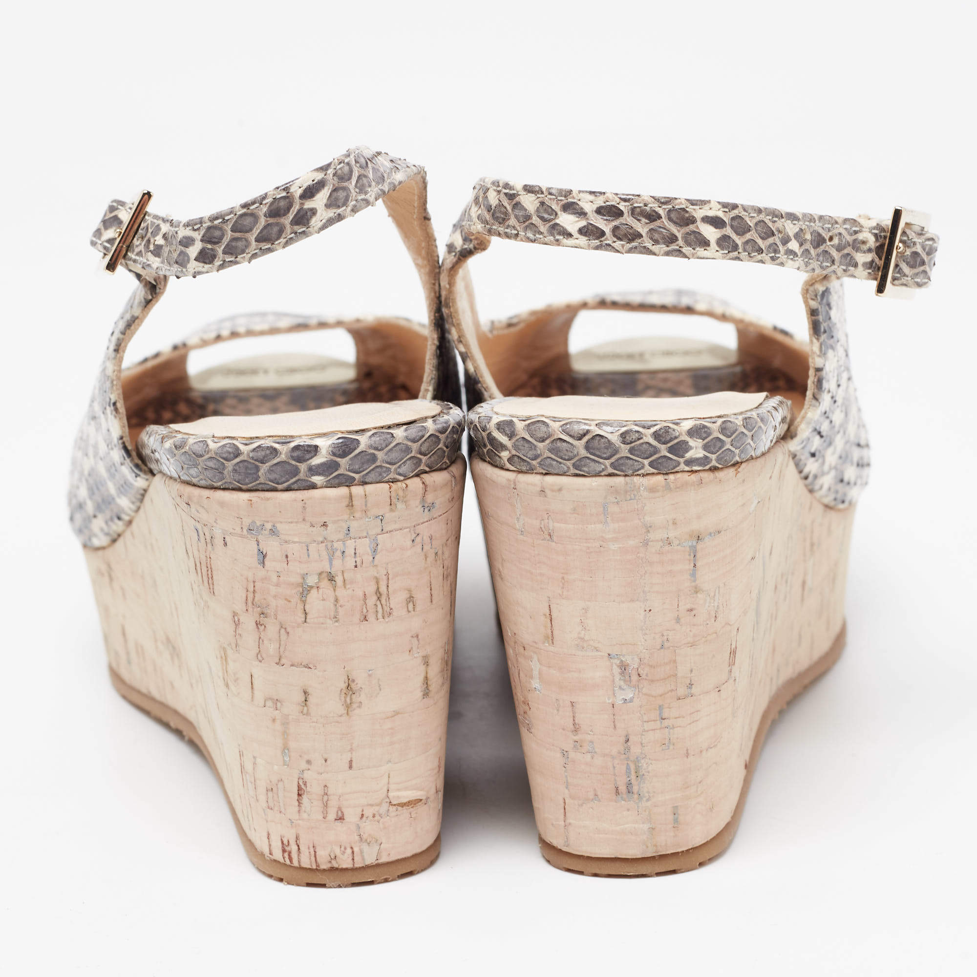 Jimmy Choo Two Tone Embossed Snakeskin Praise Wedge Slingback