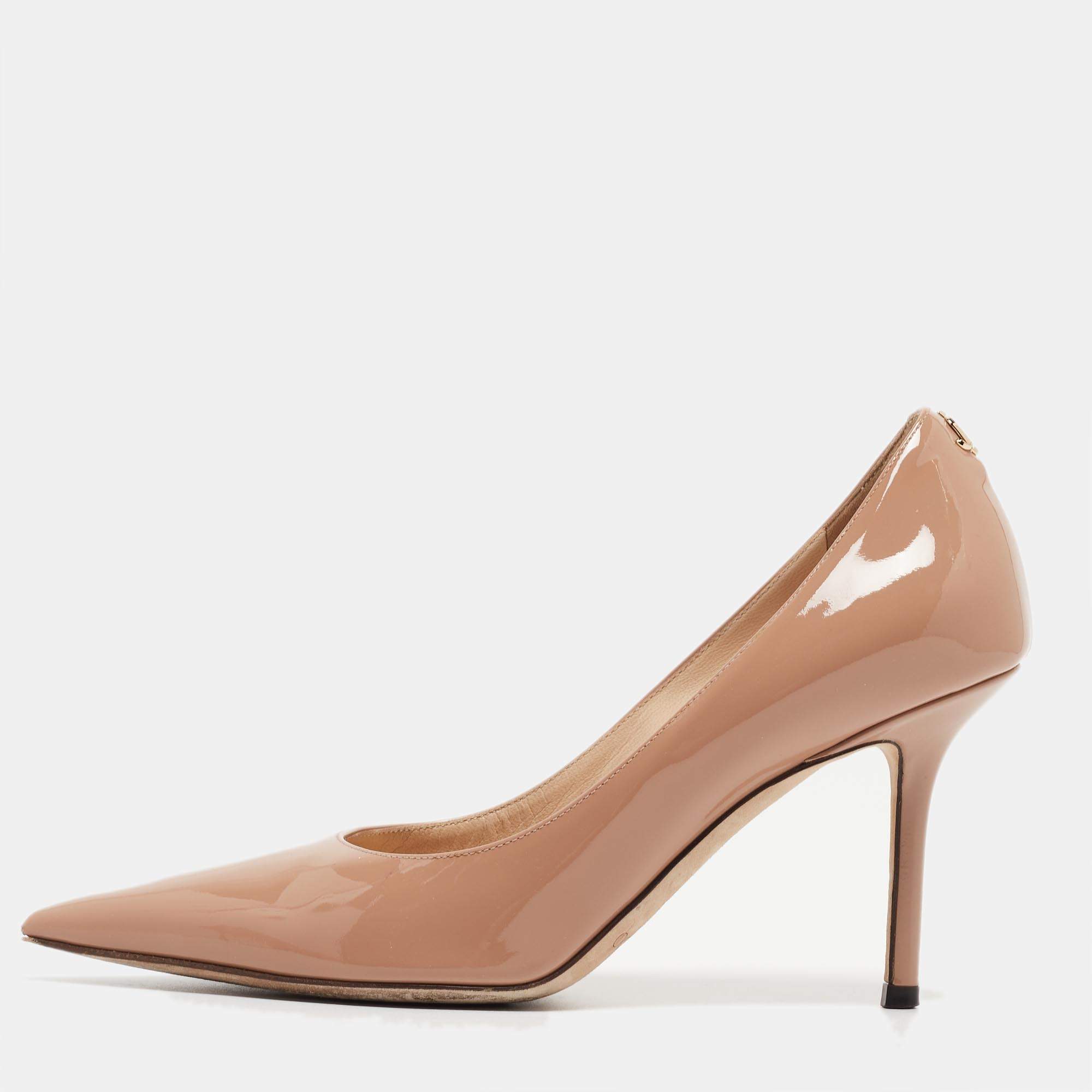 Pre Owned Jimmy Choo Dusty Pink Patent Leather Love Pumps Size 36