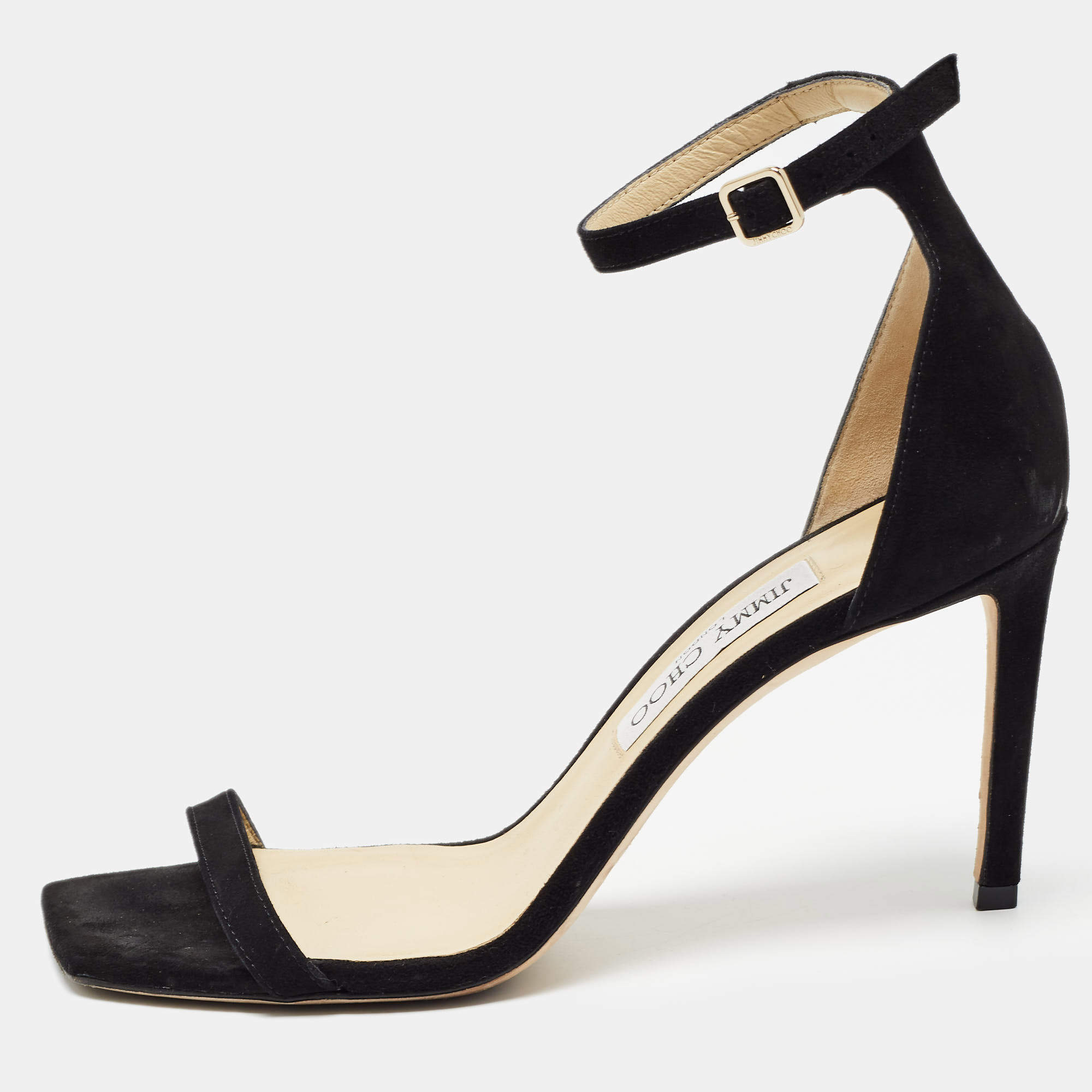 Pre Owned Jimmy Choo Black Suede Alva Sandals Size 39