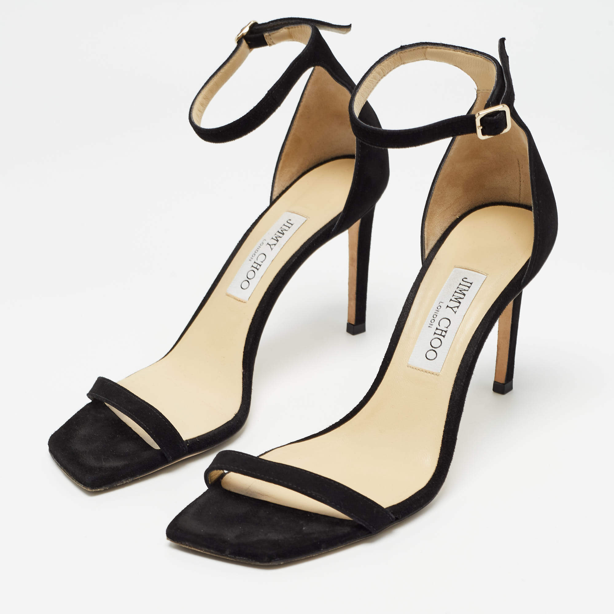 Pre Owned Jimmy Choo Black Suede Alva Sandals Size 39