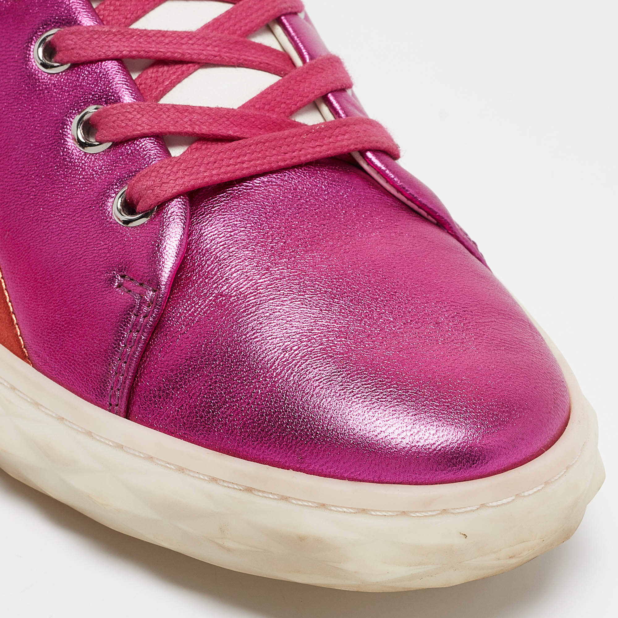 Pre Owned Jimmy Choo Multicolor Leather Diamond Sneakers Size 42