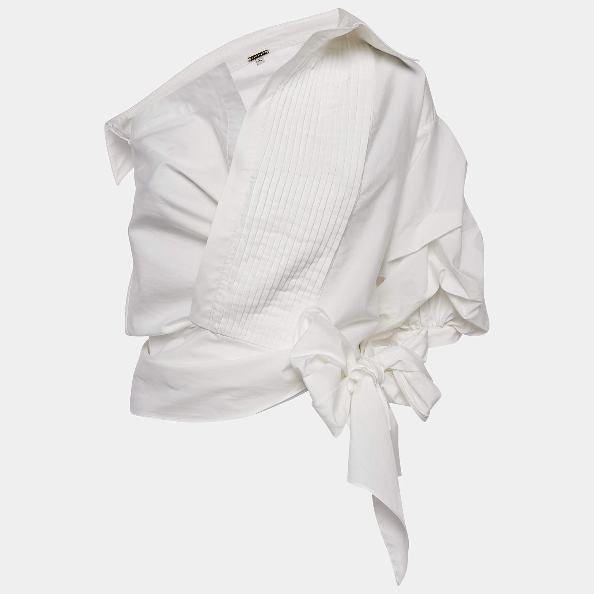 Johanna Ortiz White Cotton Asymmetric Jay Gatsby Shirt XS