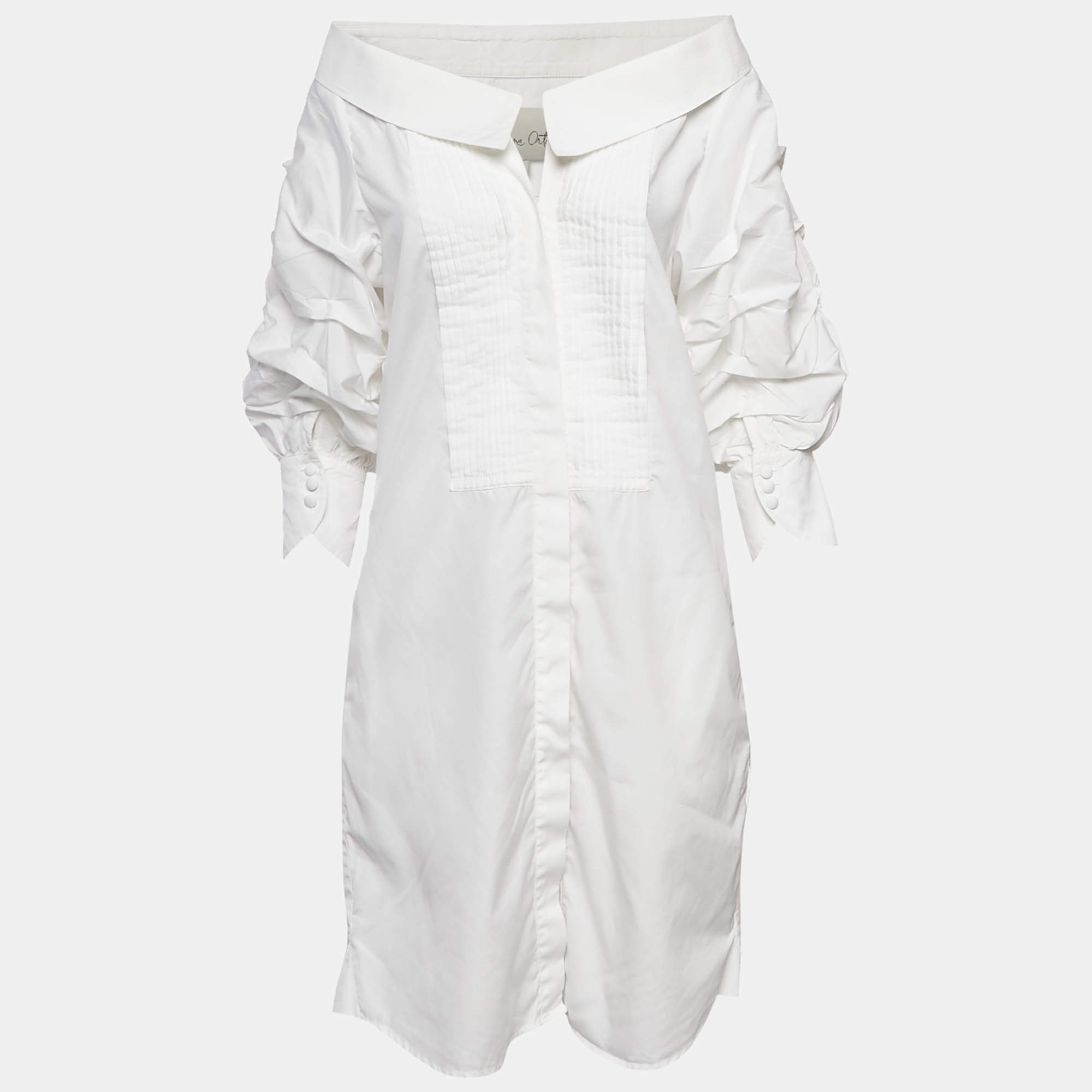 Pre Owned Johanna Ortiz White Cotton Button Front Jo March Dress S