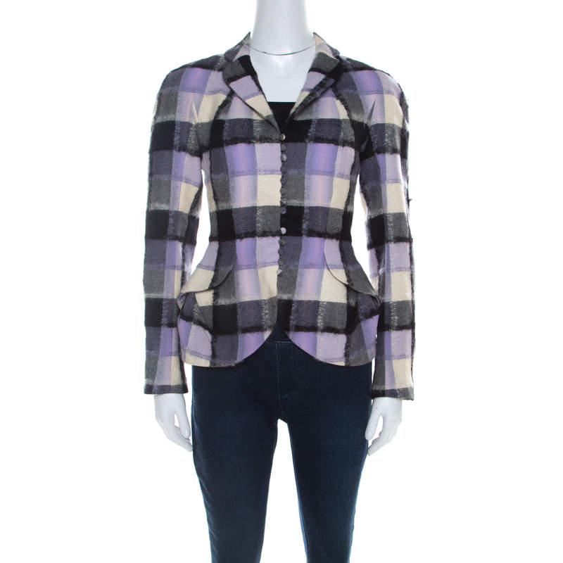 John Galliano Vintage Checkered Wool and Mohair Buttoned Jacket M