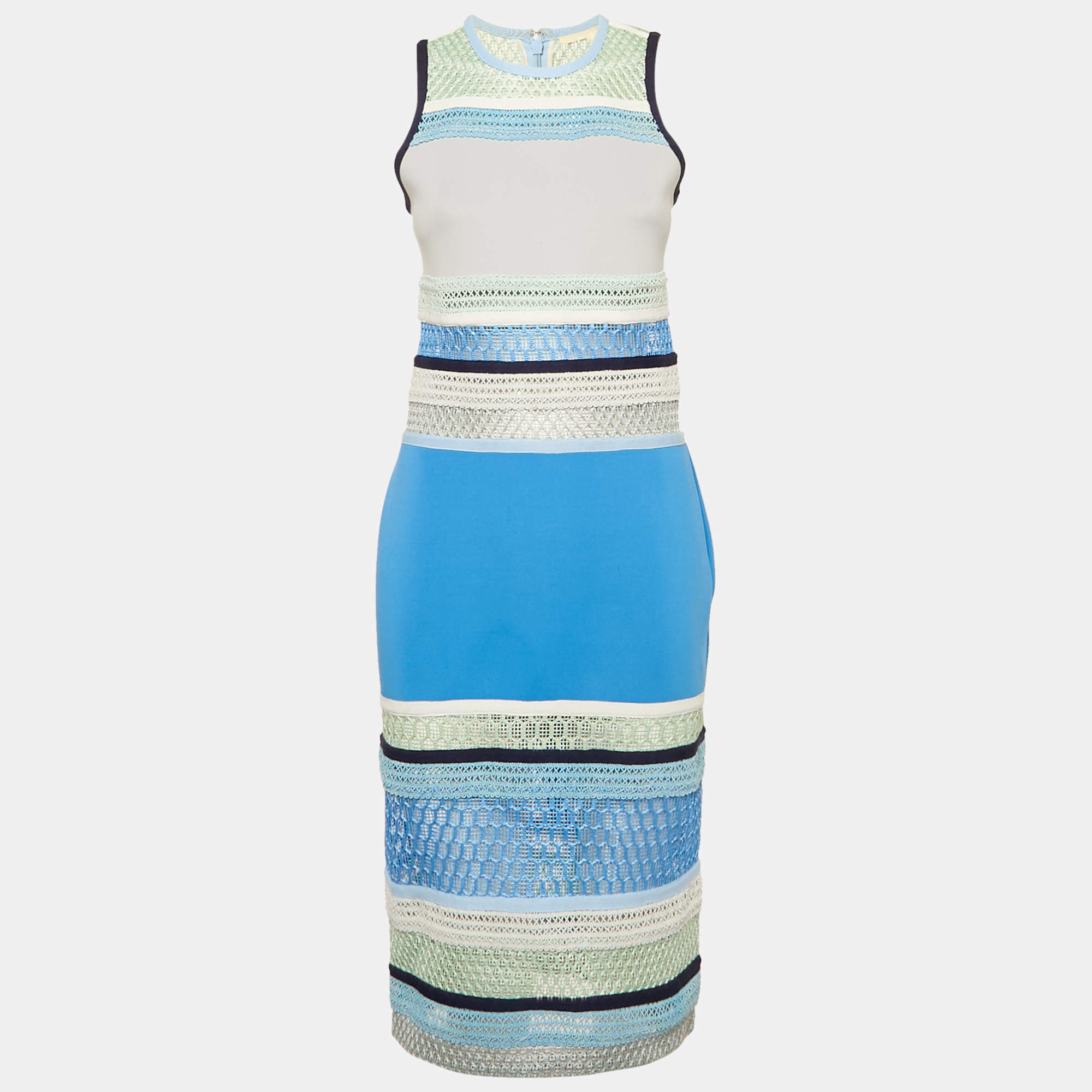 Jonathan Simkhai Blue Lace and Neoprene Sheath Dress M