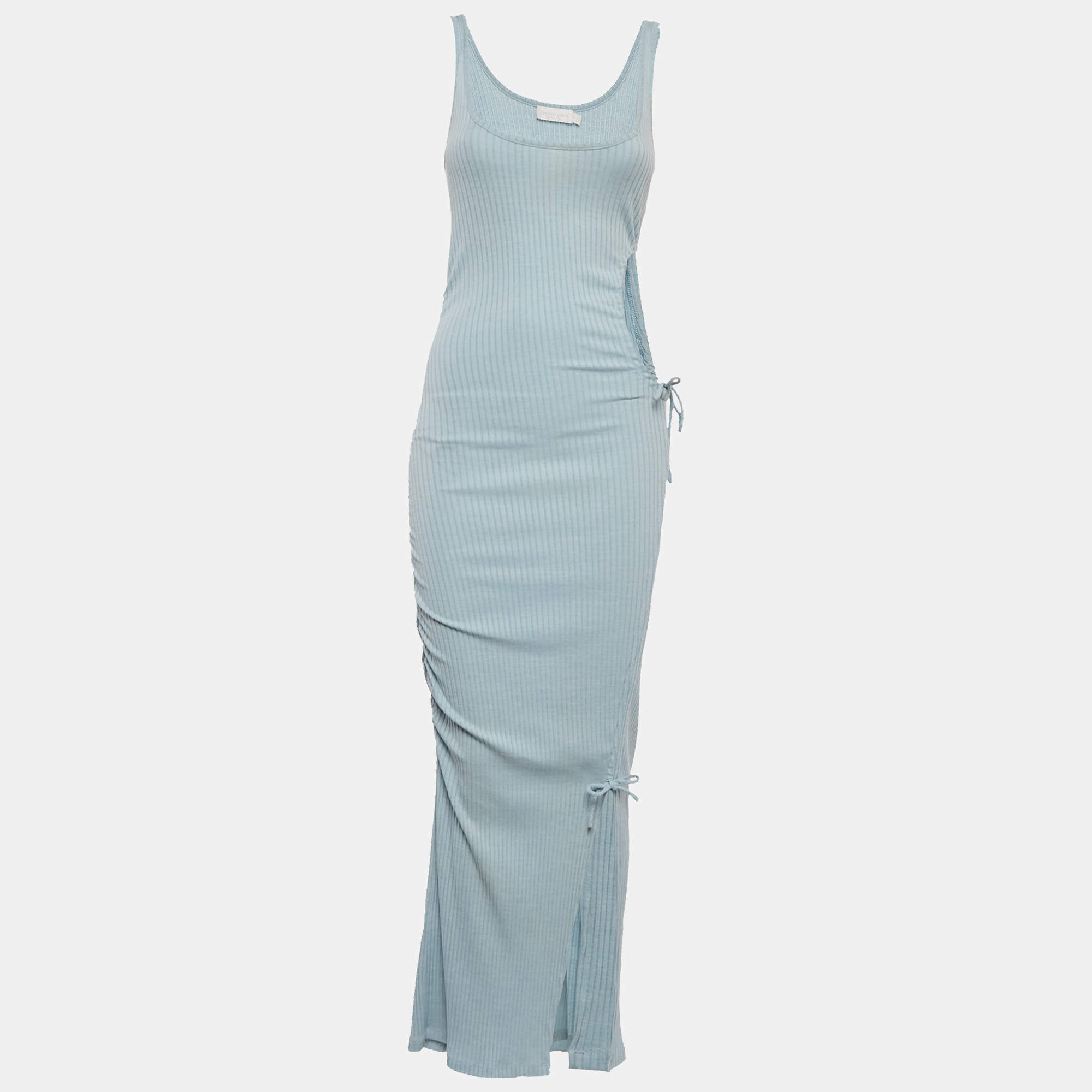 Jonathan Simkhai Light Blue Rib Knit CutOut Detail Maxi Dress S