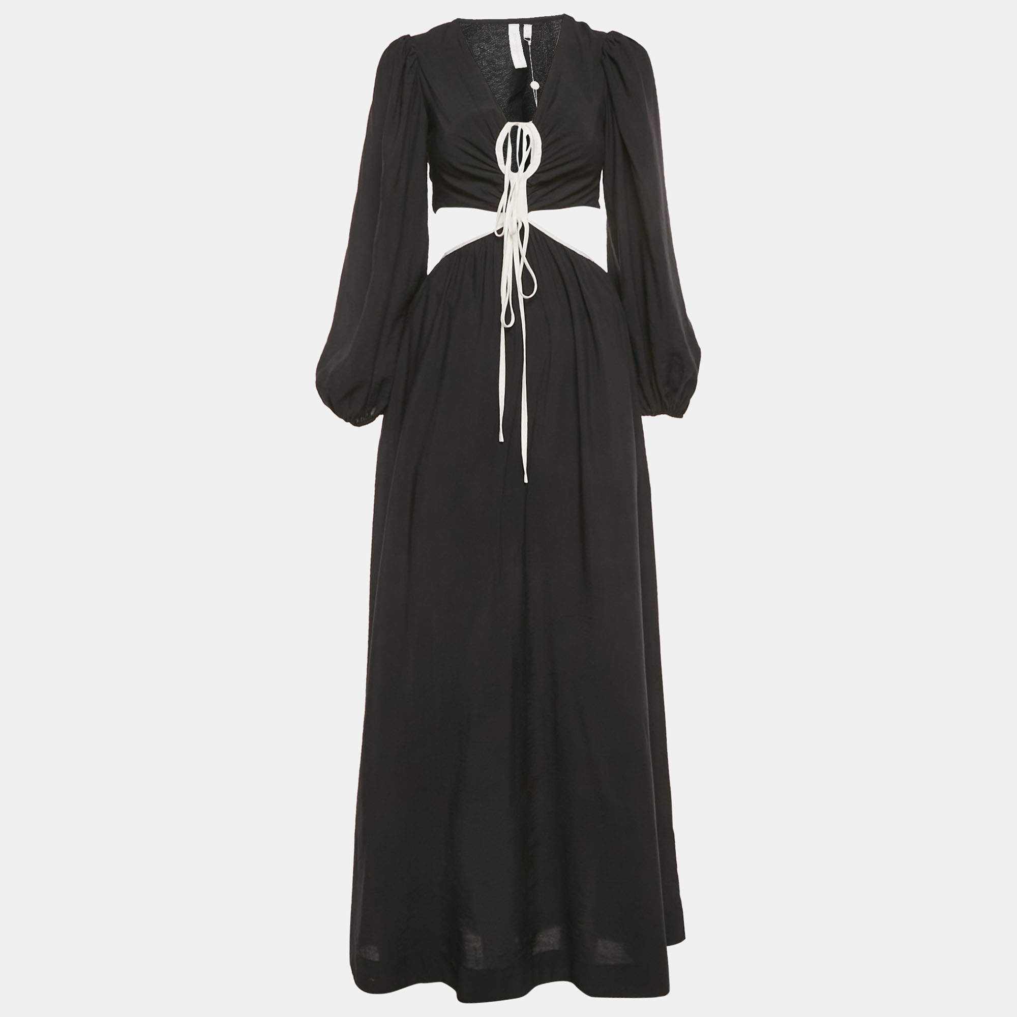 Pre Owned Jonathan Simkhai Black Crepe Cutout Maxi Dress XS