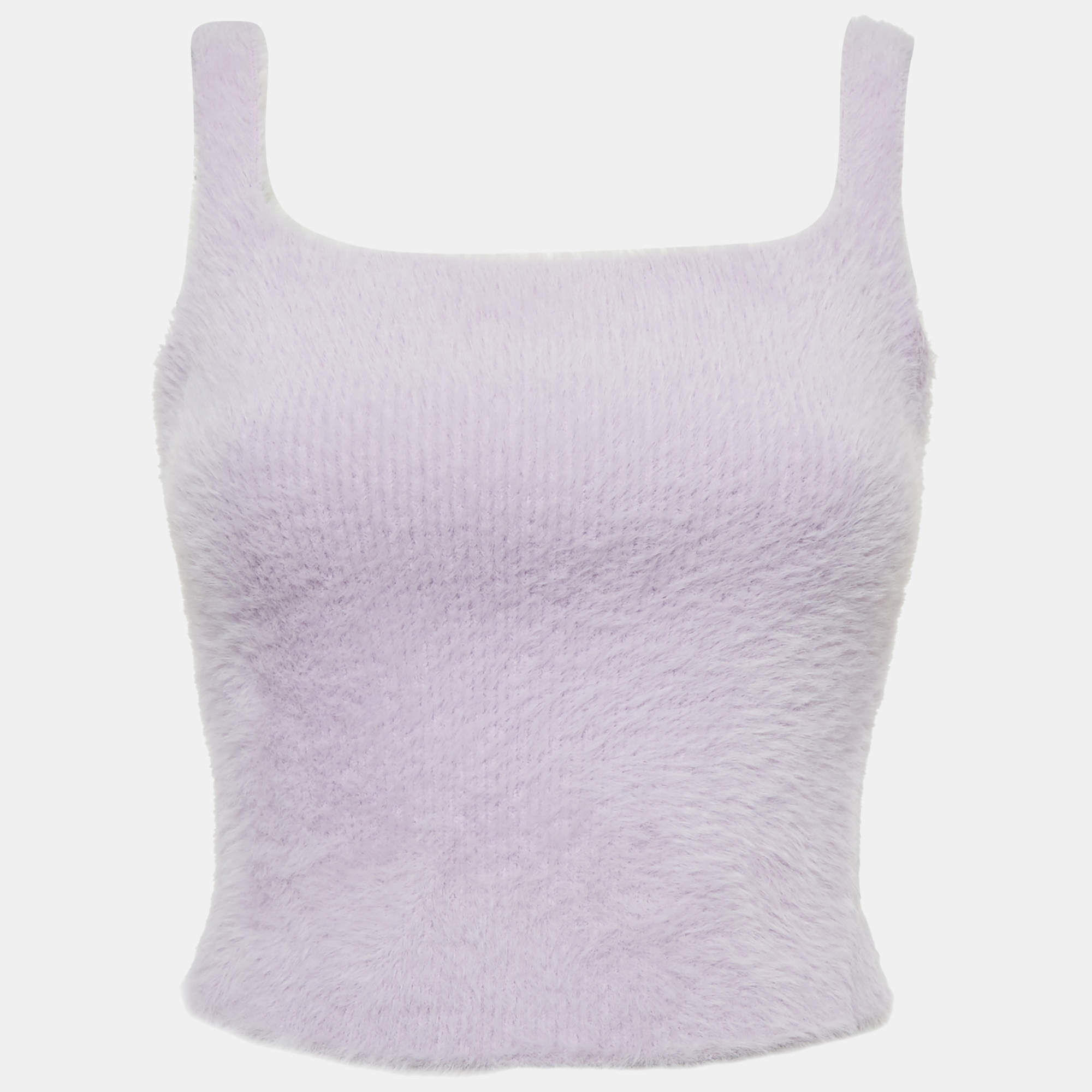 Pre Owned Jonathan Simkhai Purple Fur Sleeveless Crop Top M