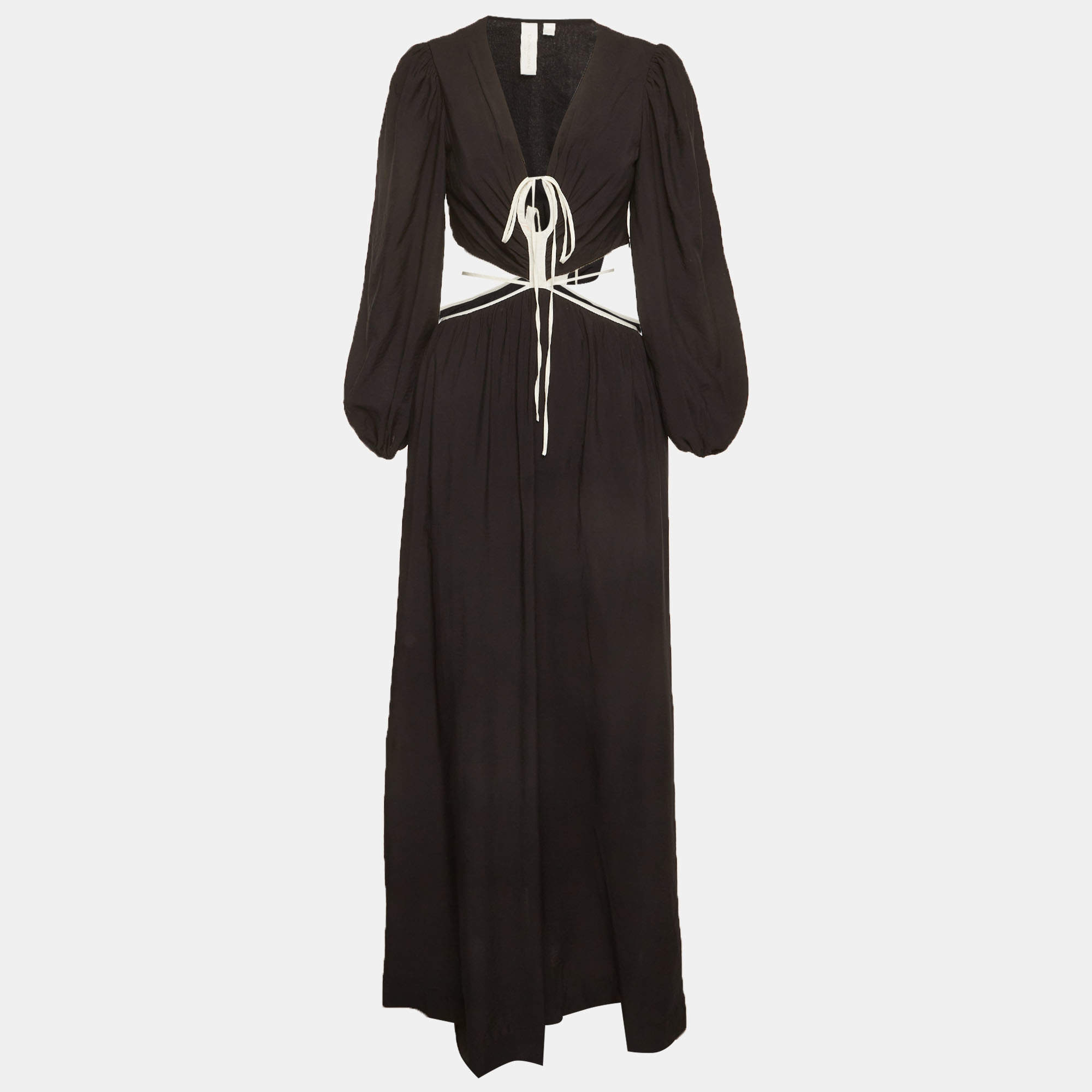 مملوكة مسبقًا Jonathan Simkhai Black Cotton Cut Out Maxi Dress S