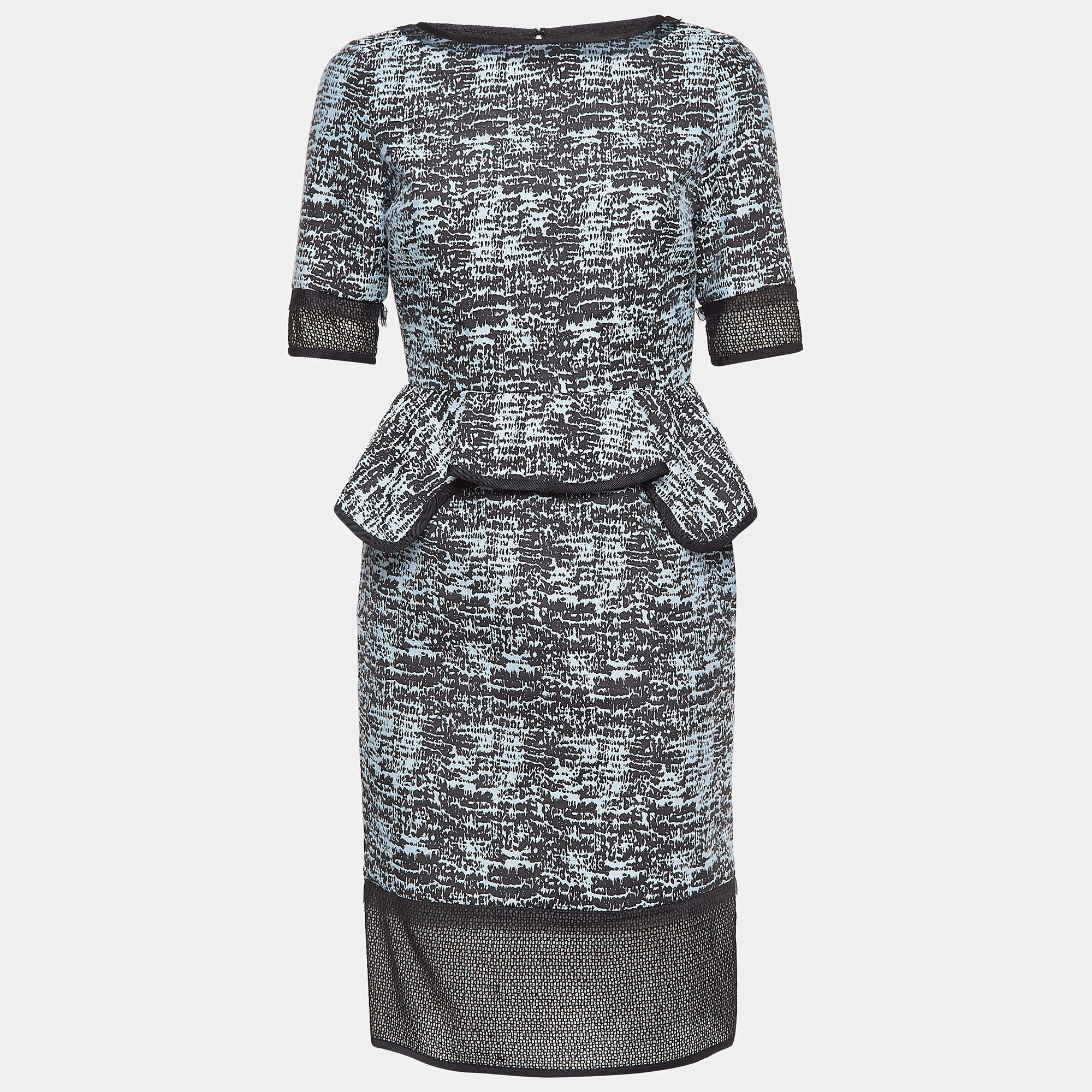 Jonathan Simkhai Blue/Black Patterned Nylon and Cotton Short Dress S