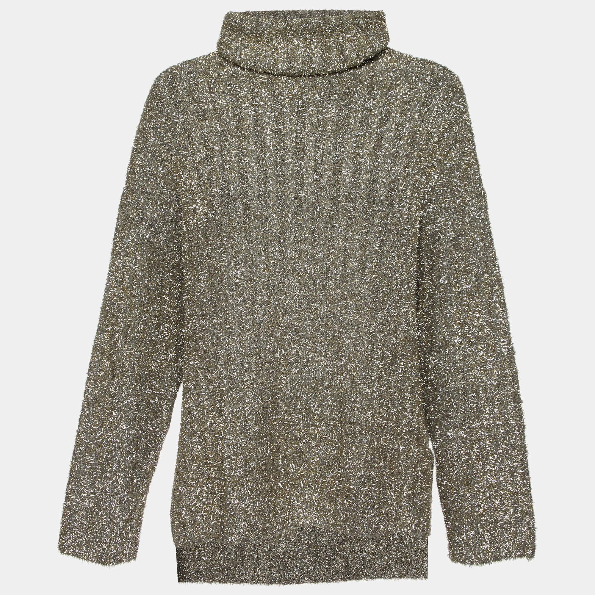 Joseph Metallic Lurex Knit High Neck Jumper XS