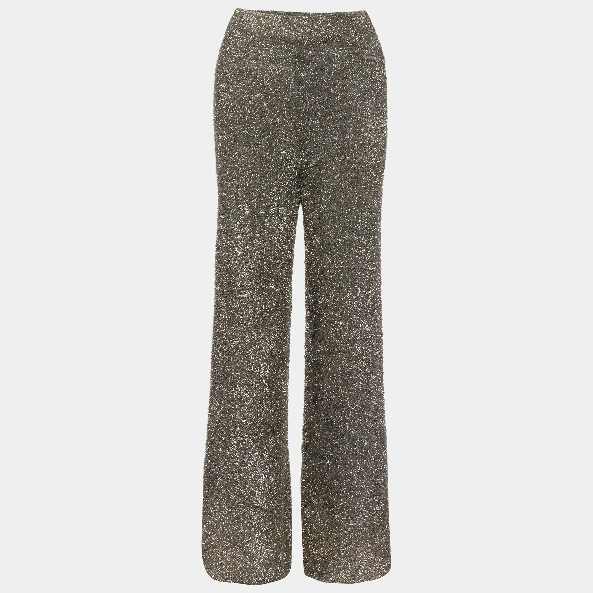 Joseph Metallic Lurex Knit Wide Leg Pants XS