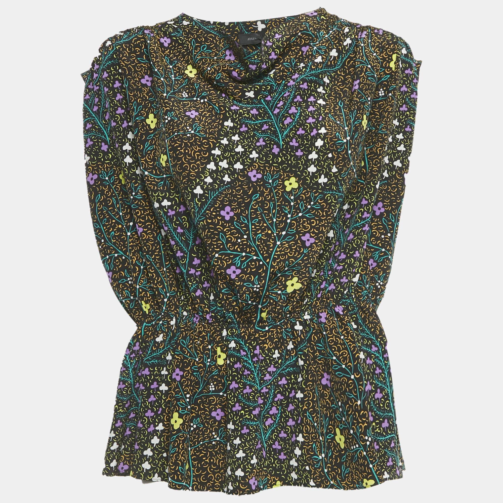 Pre Owned Joseph Black Silk Lionel Tellis Floral Top M