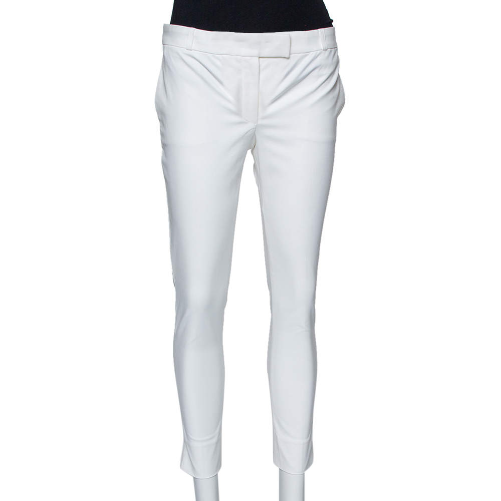 Joseph White Cotton Blend Bing Court Cropped Stretch Trousers S