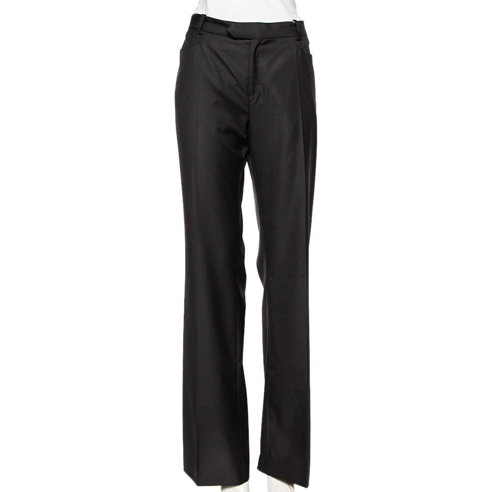 Joseph Black Wool Rocker- Super 100 Wide Leg Pants L 