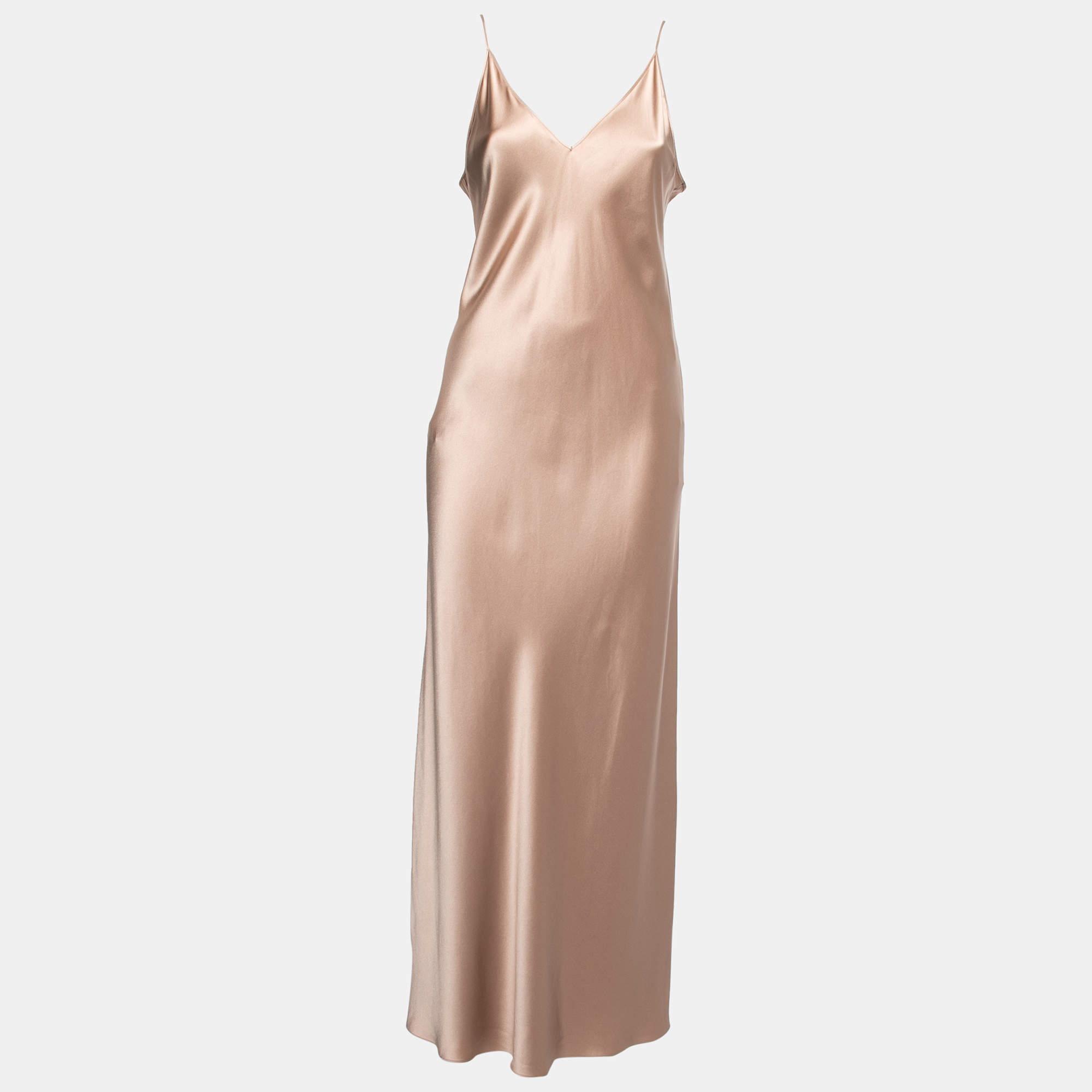 Joseph Champagne Pink Silk-Satin Long Slip Dress M