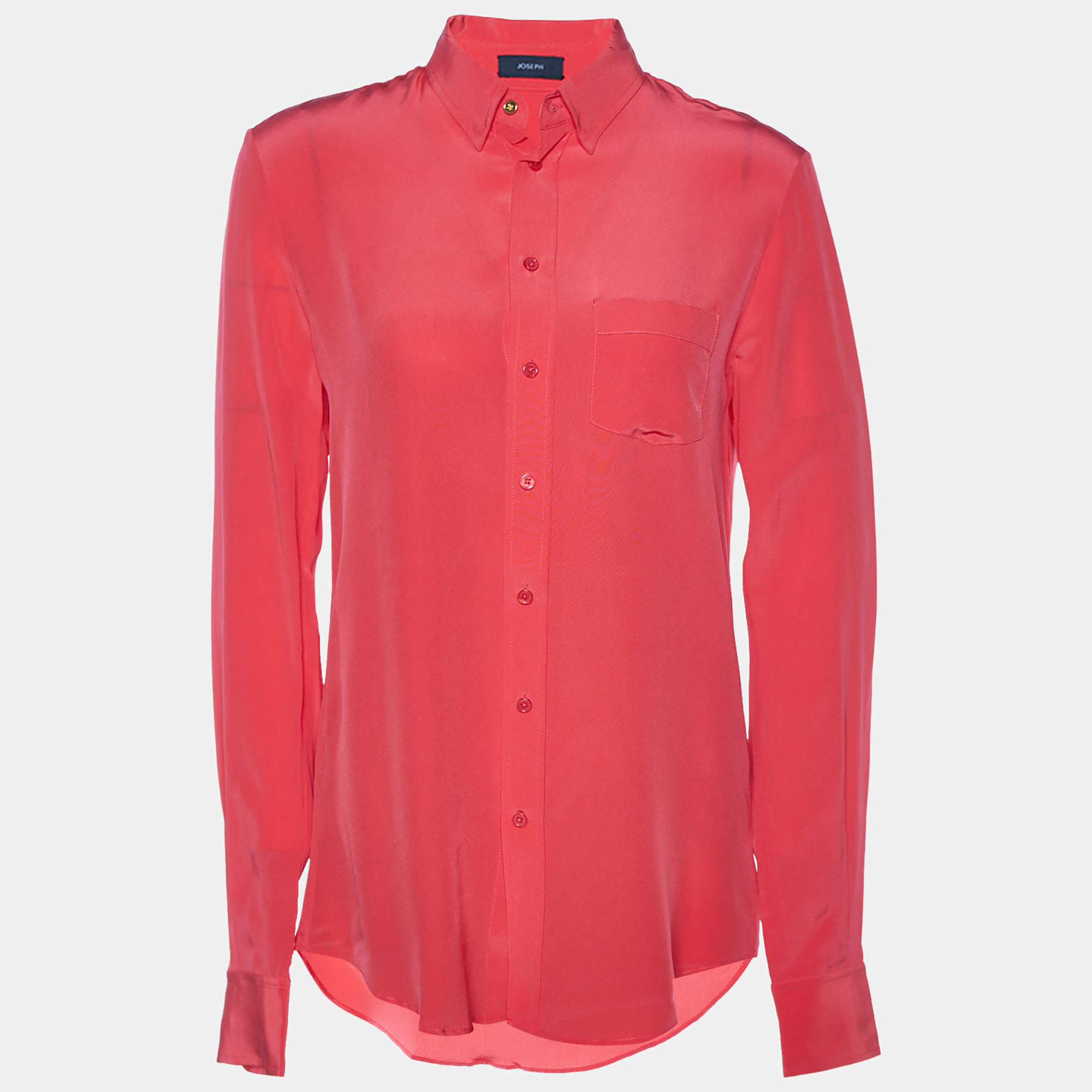 مملوكة مسبقًا Joseph Pink Silk Long Sleeve Shirt S
