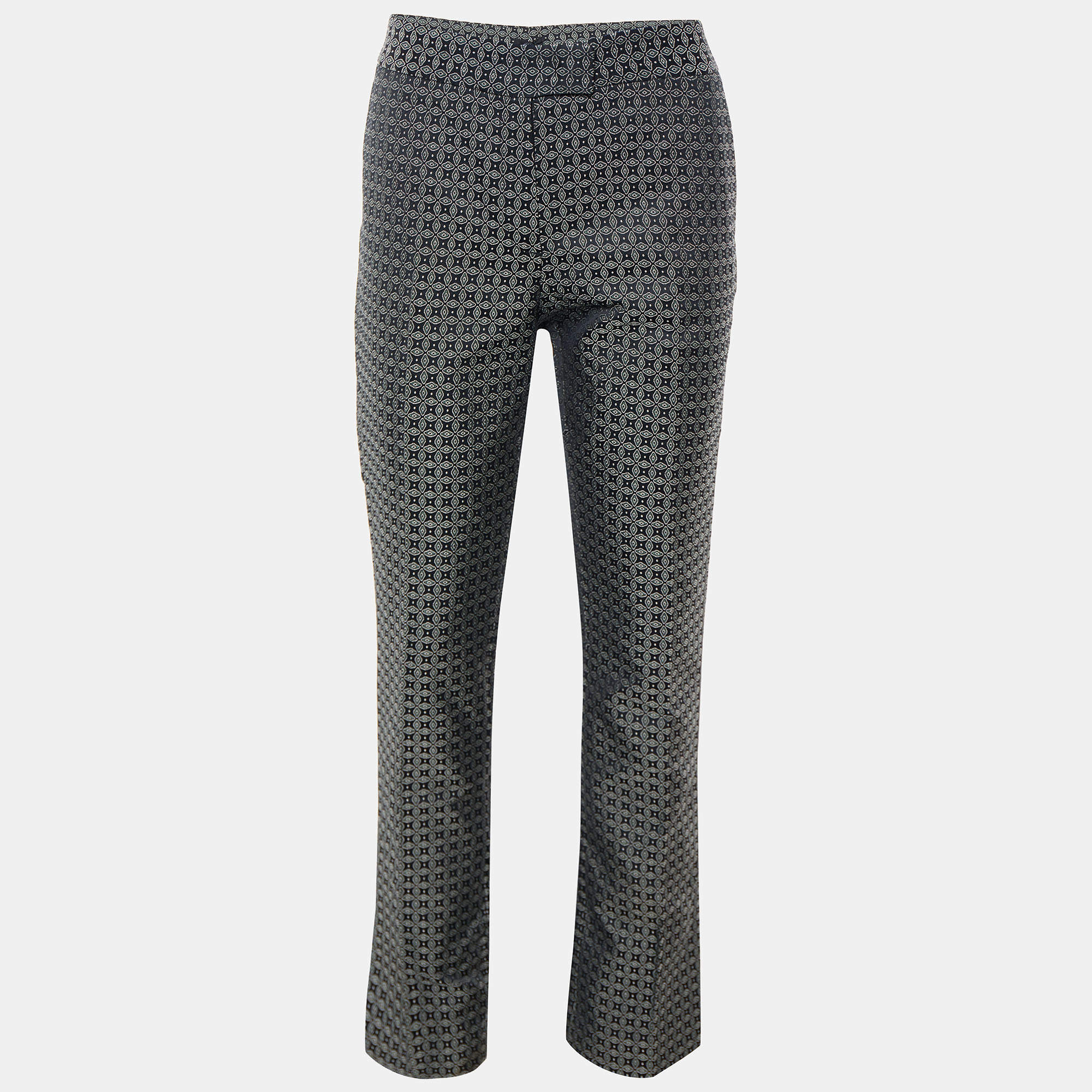 Pre Owned Joseph Black & Green Cravatte Jacquard Duke Trousers M