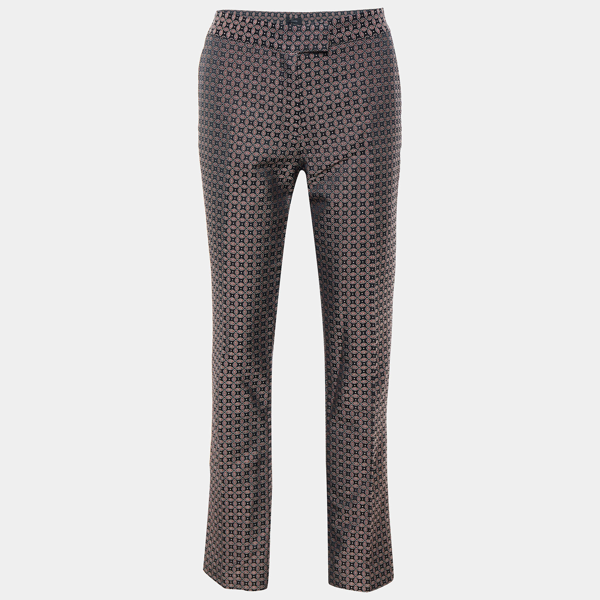 Pre Owned Joseph Black & Burgundy Cravatte Jacquard Duke Trousers M