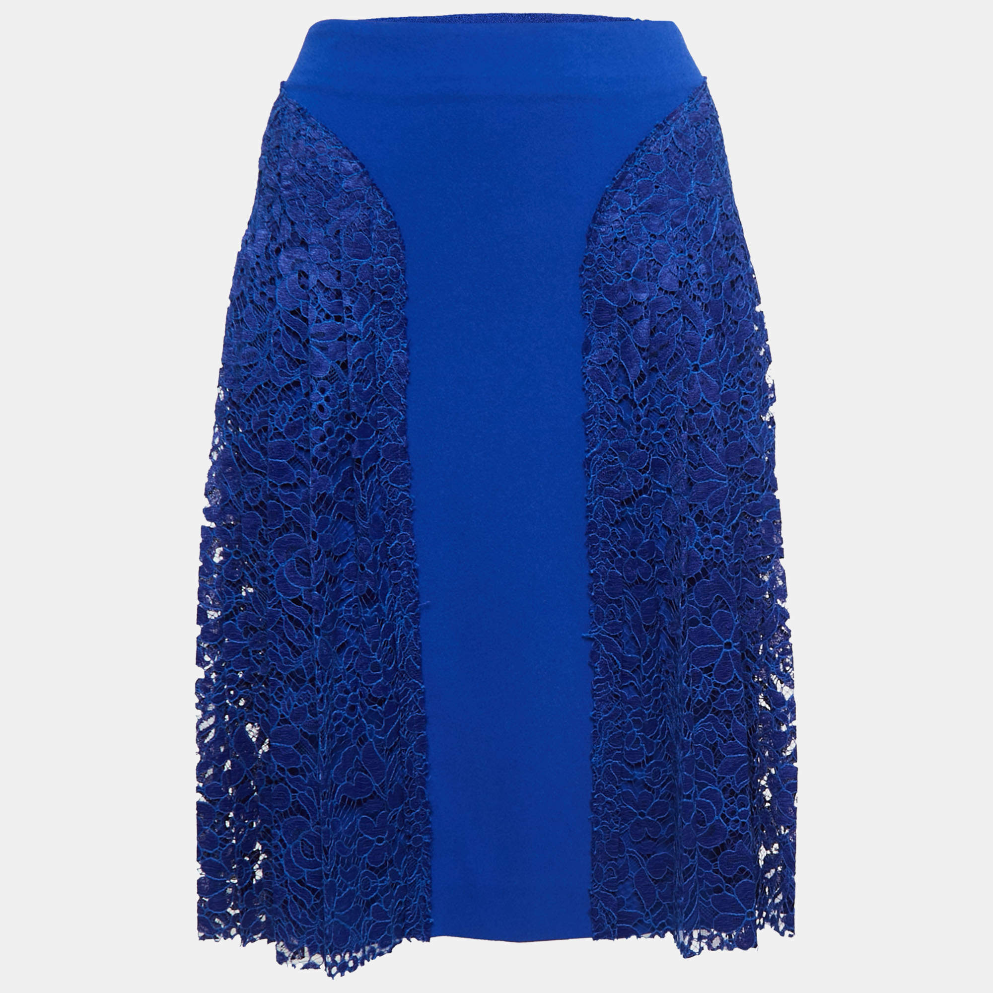 Joseph Blue Crepe & Lace Paneled Skirt M