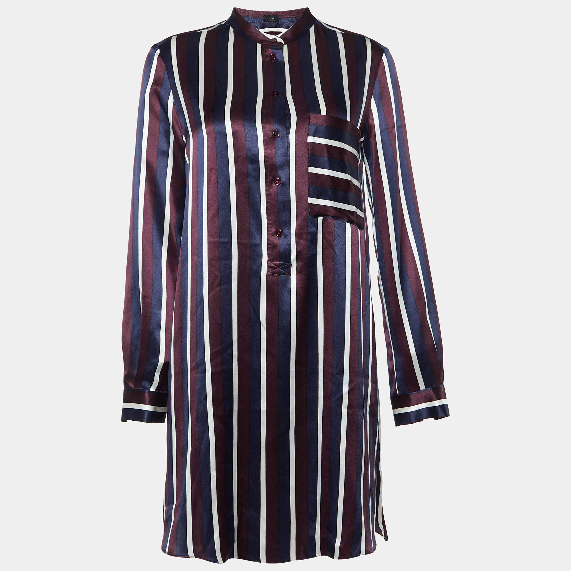Joseph Multicolor Satin College Stripe Blouse S