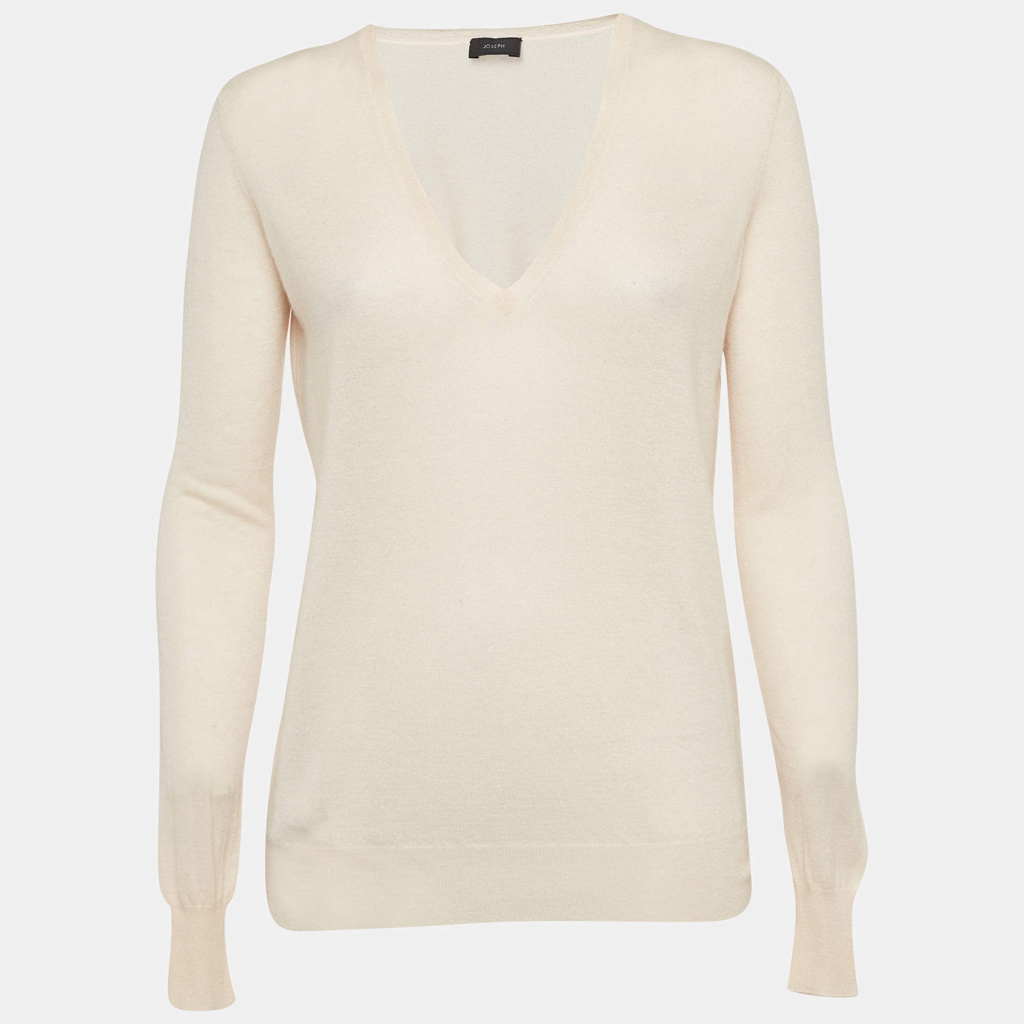 Joseph Pink Cashmere Knit V-Neck Sweater S