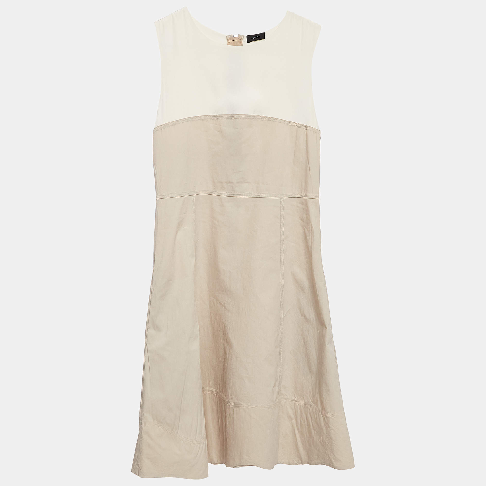 مملوكة مسبقًا Joseph Beige Poplin & Silk Sleeveless Mini Dress S
