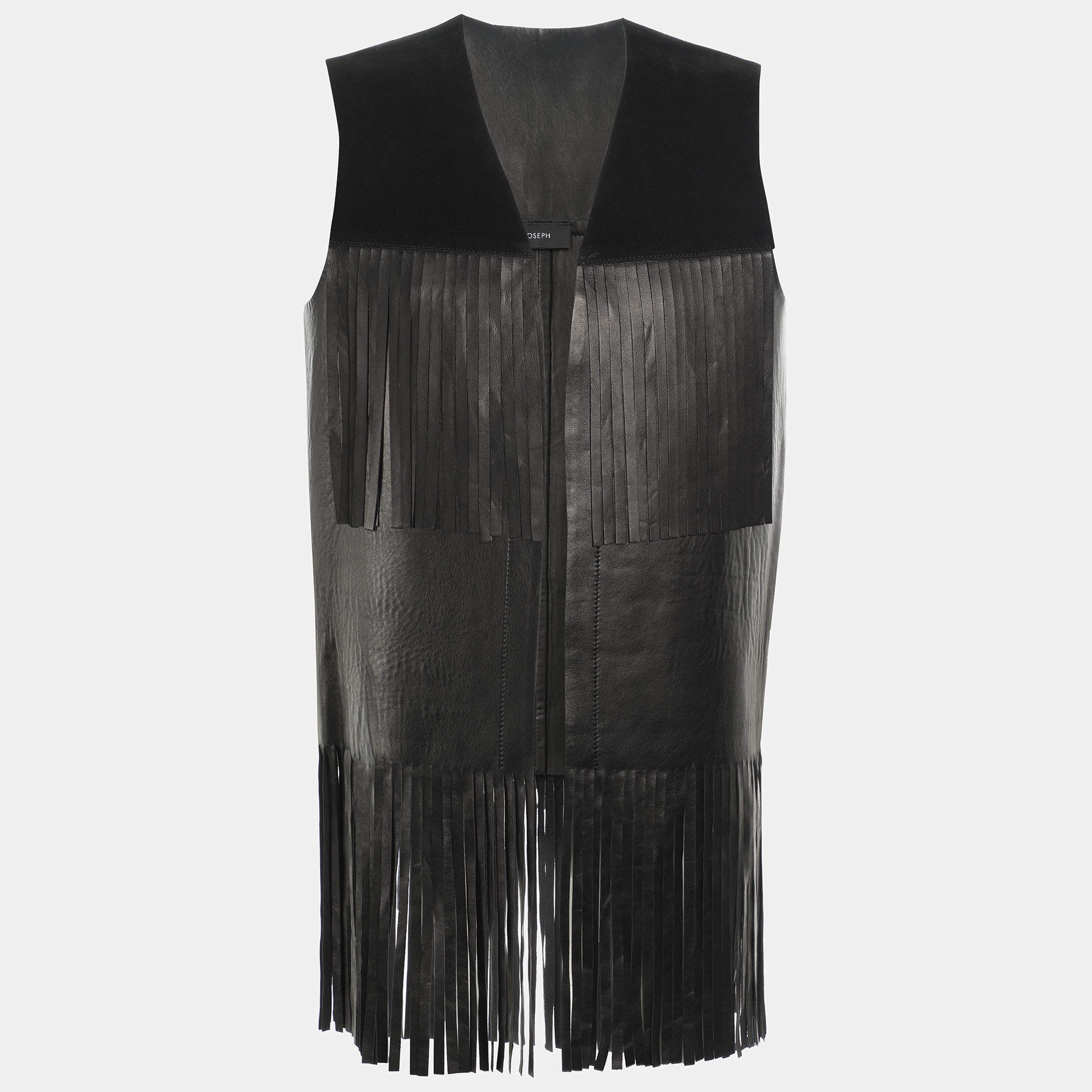 Joseph Suede and Leather Fringe Detail Biker Jacket M